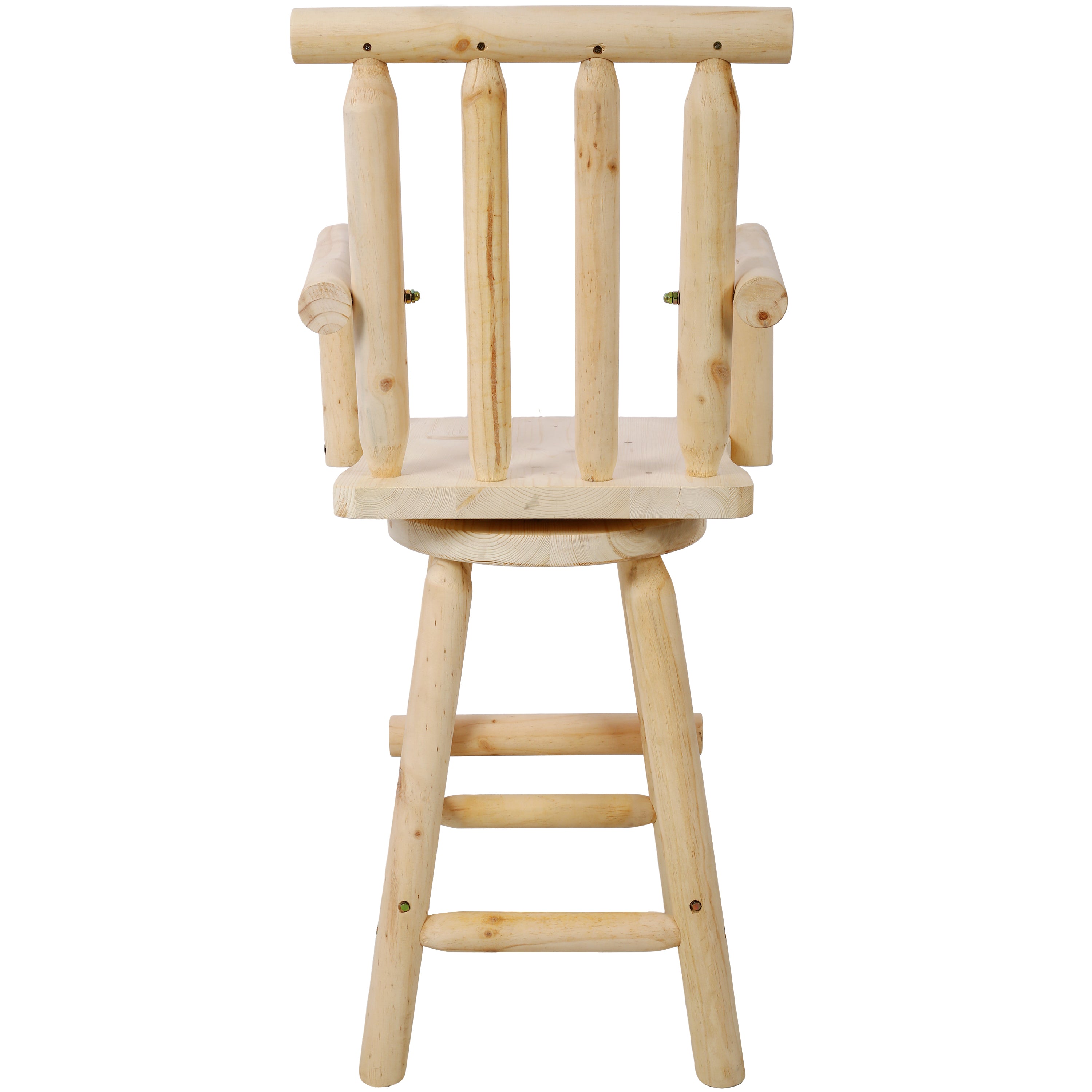 HAOYYE Rustic Bar Stool - Fir Wood Construction, Chair with Footrest,Wide Armrest, Rustic Kitchen Stool, Tall Bistro Chair for Dining Room, Restaurant, Pub, 4-Foot,Light brown color Sturdy Space-Saving