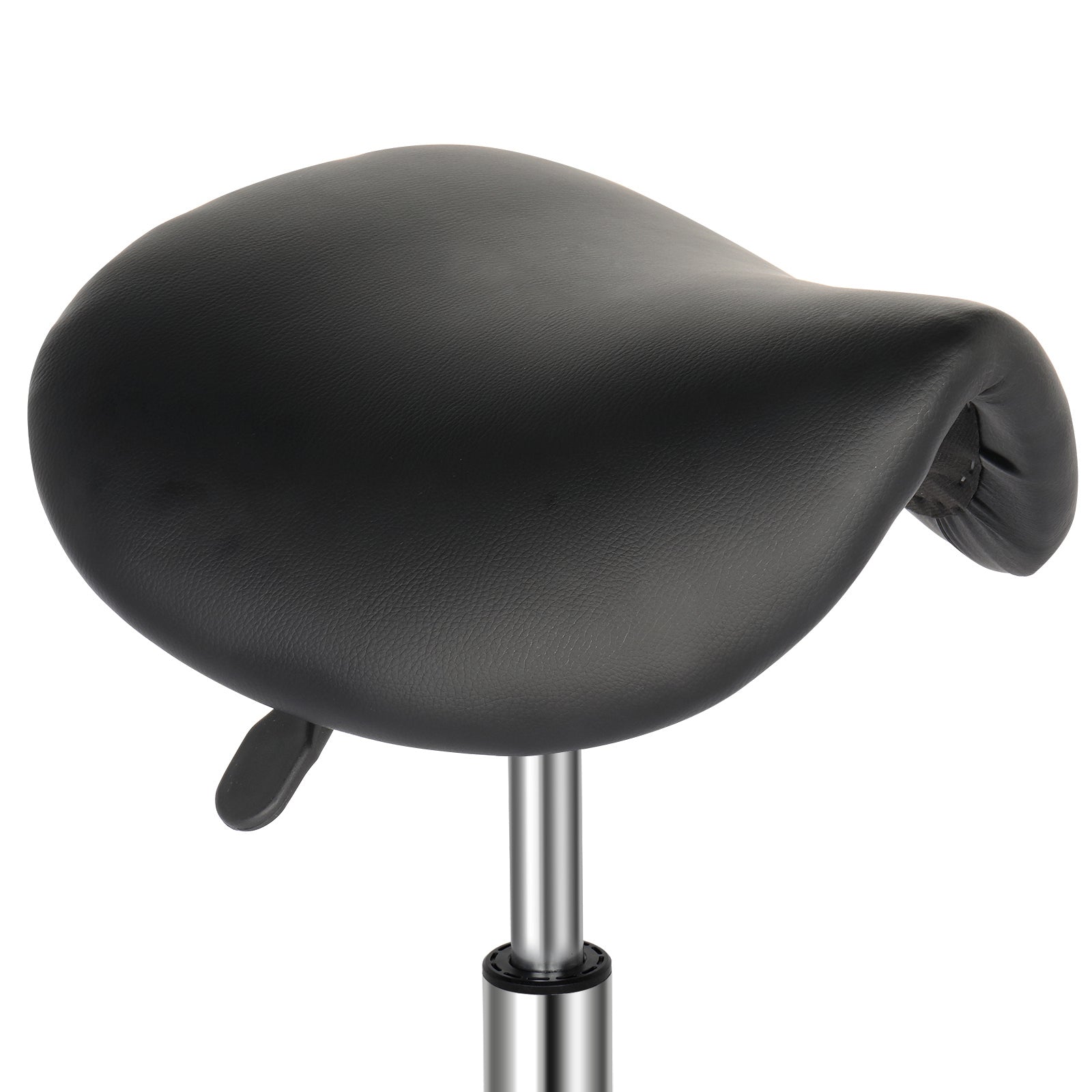 HAOYYE Saddle Bar Stool with Swivel Base and Footrest, Modern Backless Adjustable Height Stool for Kitchen Island Dining Room Counter Seating Black