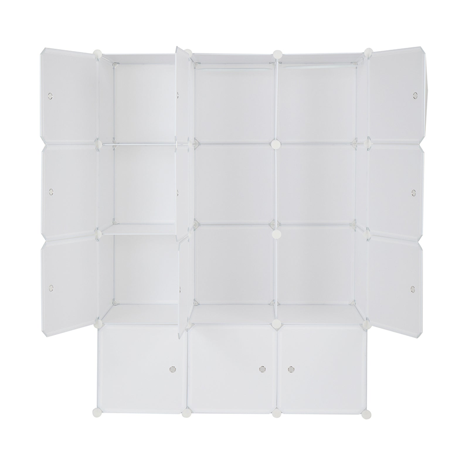 HAOYYE 12 Cube Modular Closet Organizer with Hanging Rod, Stackable Plastic Storage Shelves, Customizable DIY Wardrobe Cabinet for Bedroom Entryway Office