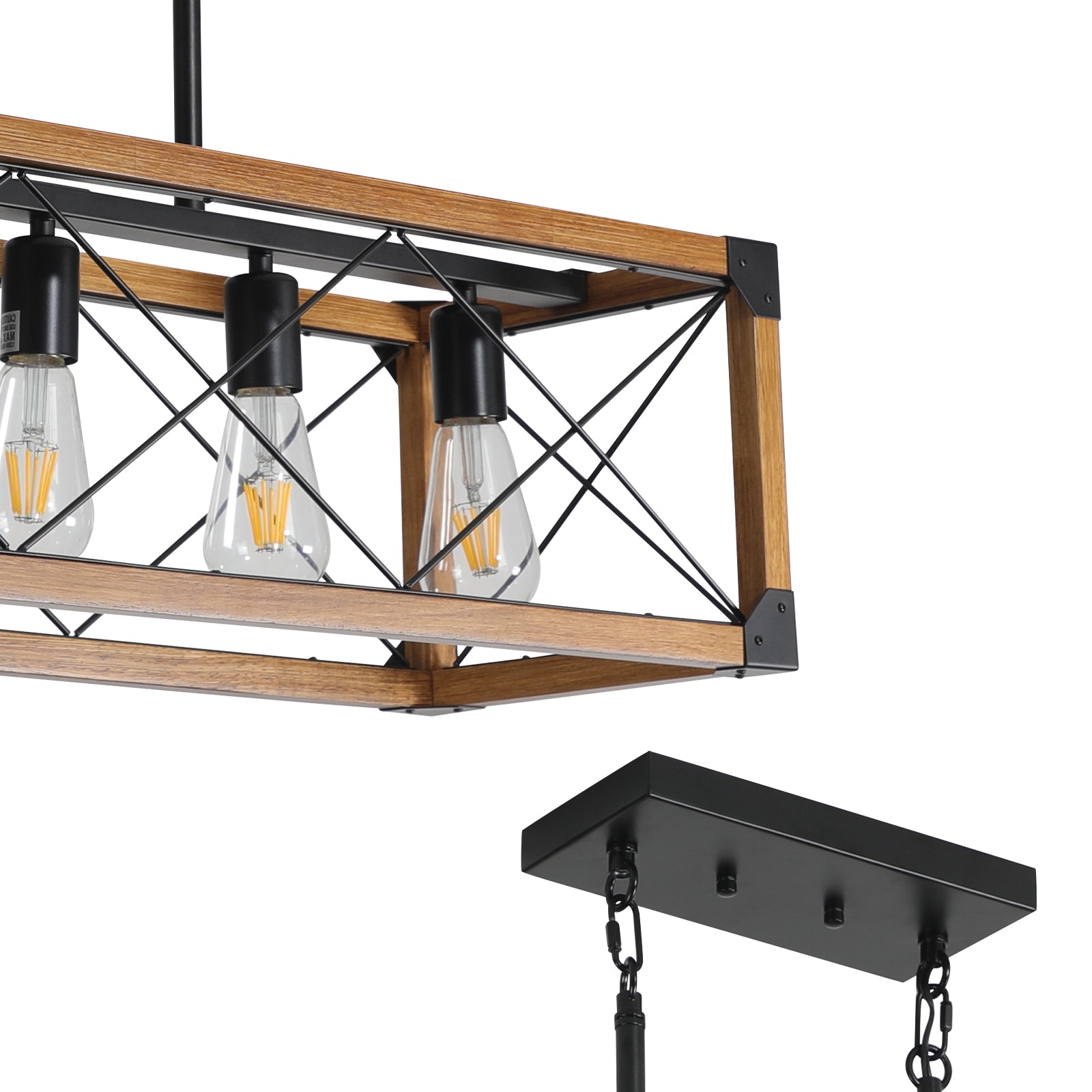 HAOYYE 5-Light Retro Farmhouse Chandelier For Kitchen, Living room, Dining room Walnut(No Bulbs) Sturdy Space-Saving Heavy Duty Modern Design Adults Dorm Room Easy Assembly