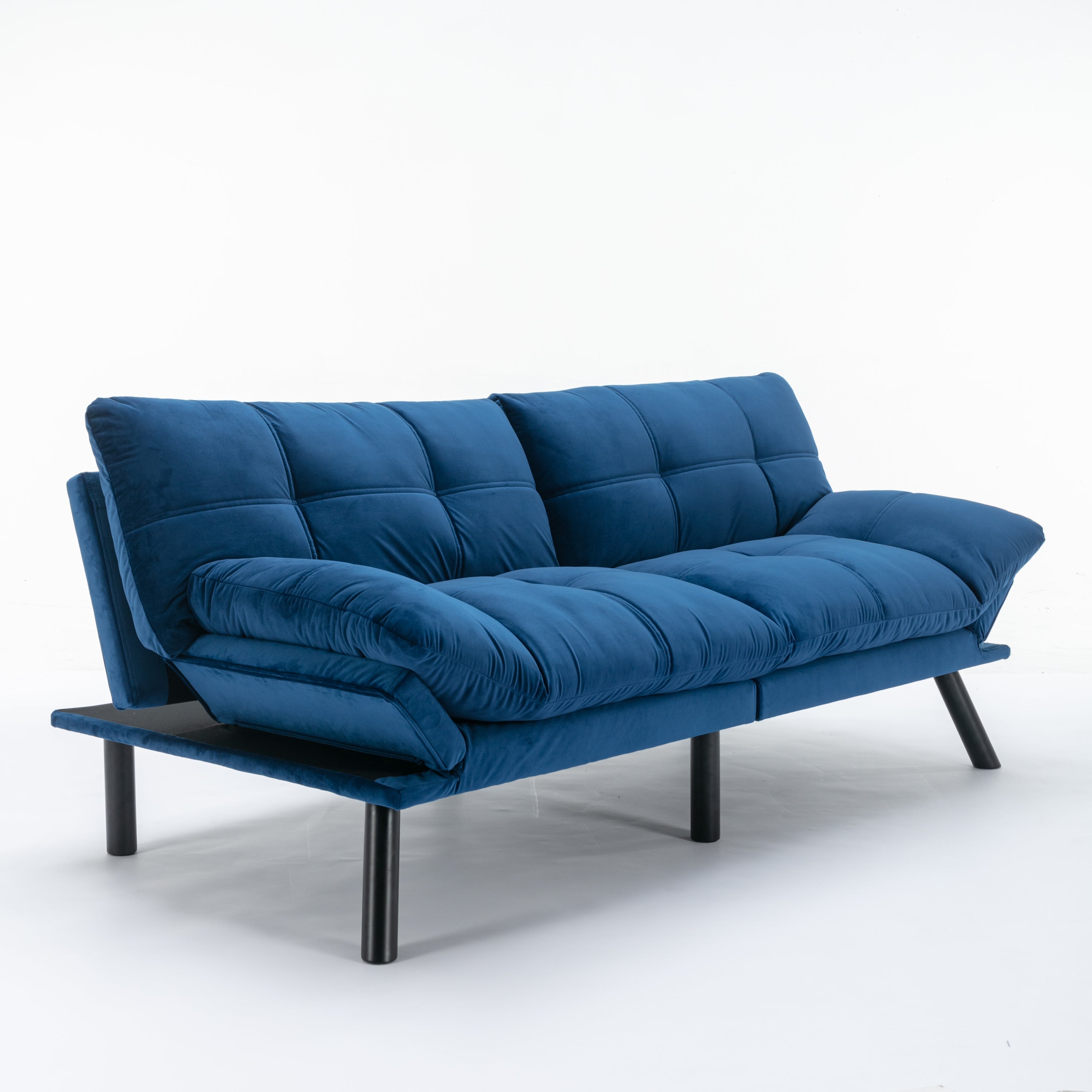 HAOYYE Navy Blue Convertible Folding Modern Sofa Bed Sturdy Space-Saving Heavy Duty Modern Design for Adults Dorm Room Easy Assembly Bedroom Furniture