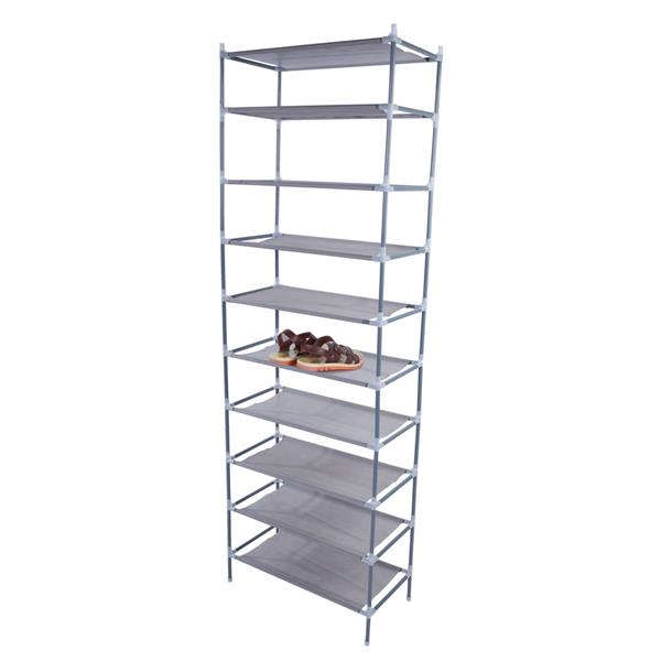 HAOYYE 10-Tier Gray Non-Woven Fabric Shoe Rack, Durable and Stylish Space-Saving Organizer with Modern Design, Perfect for Bedroom, Living Room, or Entryway; Premium Quality, Easy Assembly, and Versatile Storage Solution for All Types of Shoes