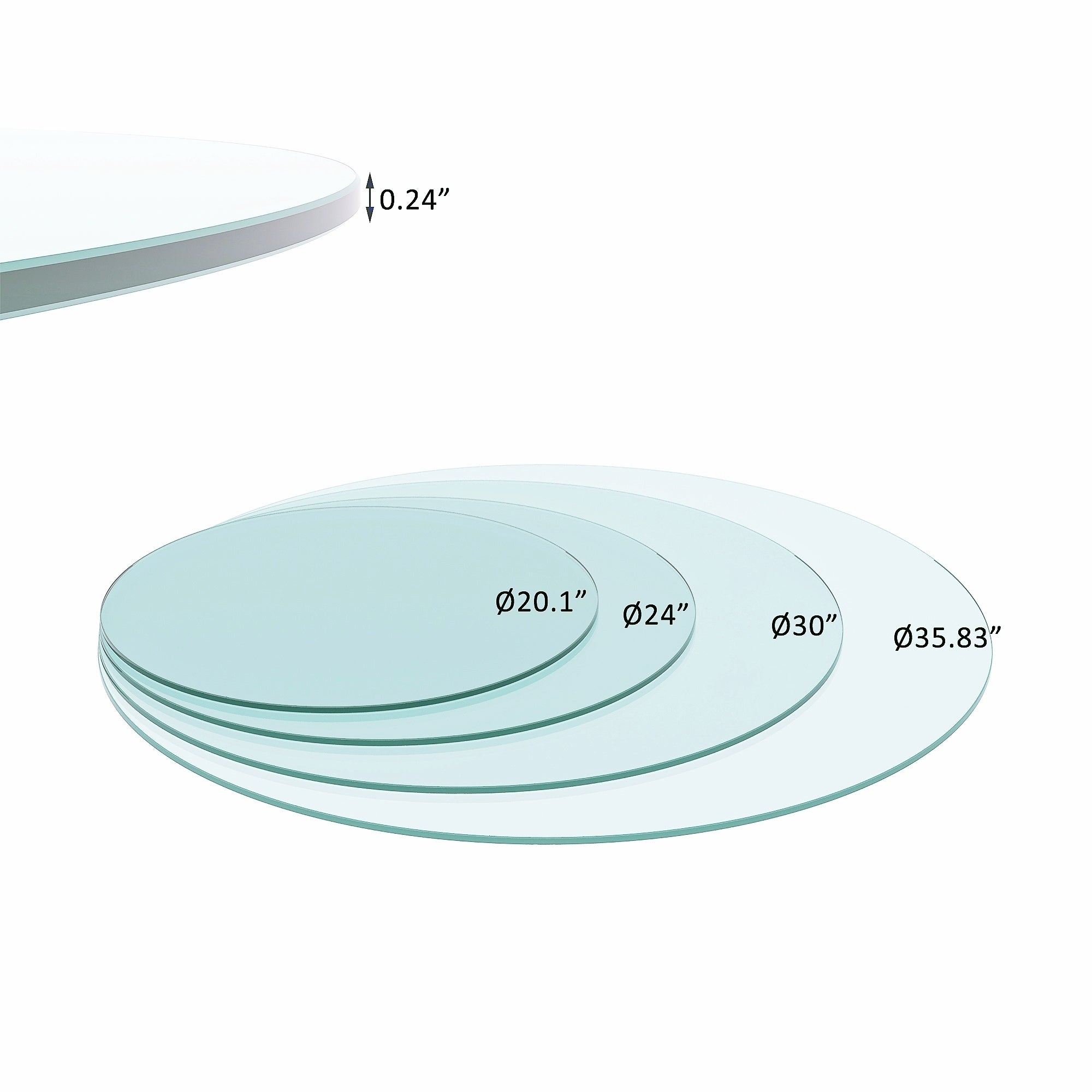 HAOYYE Round Tempered Glass Table Top, Clear Glass With Flat Polished Edge, Sturdy Space-Saving Heavy Duty Design For Modern Adults Dorm Room, Easy Assembly Bedroom Furniture