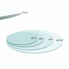 HAOYYE Round Tempered Glass Table Top, Clear Glass With Flat Polished Edge, Sturdy Space-Saving Heavy Duty Design For Modern Adults Dorm Room, Easy Assembly Bedroom Furniture