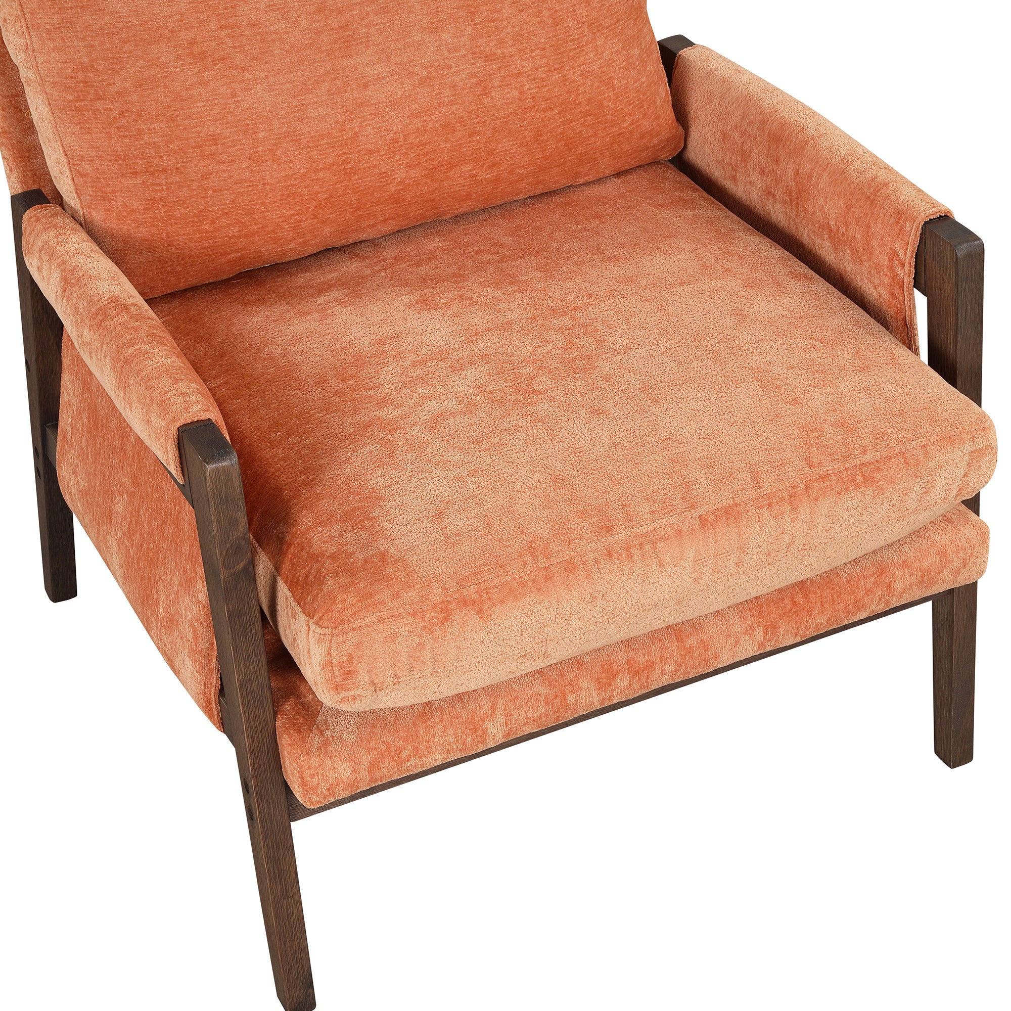 HAOYYE Mid-Century Modern Velvet Accent Chair,Leisure Chair with Solid Wood and Thick Seat Cushion for Living Room,Bedroom,Studio,Orange Sturdy Space-Saving Heavy Duty Modern Design Adults Dorm Room