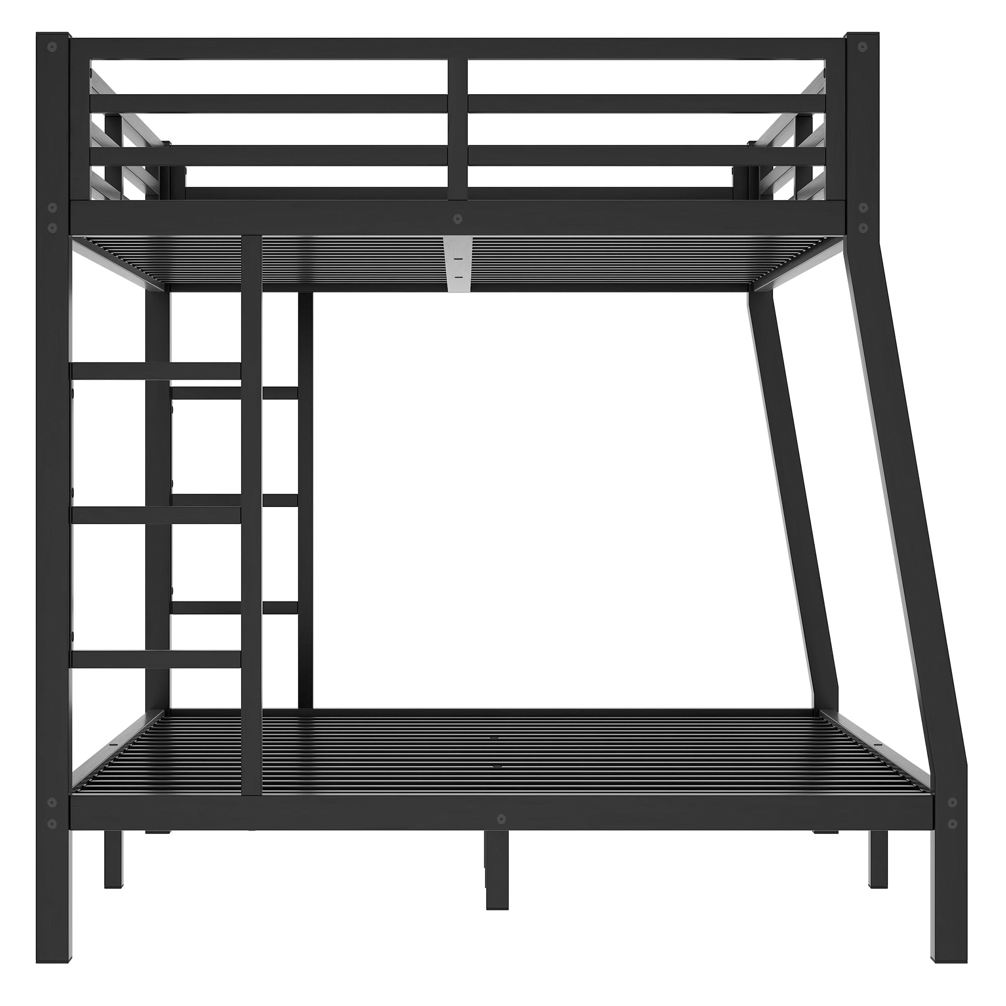HAOYYE Metal Full XL over Queen Bunk Bed for Teens and Adults,Space-Saving/Noise Reduced/No Box Spring Needed,Black Sturdy Heavy Duty Modern Design Dorm Room Easy Assembly Bedroom Furniture