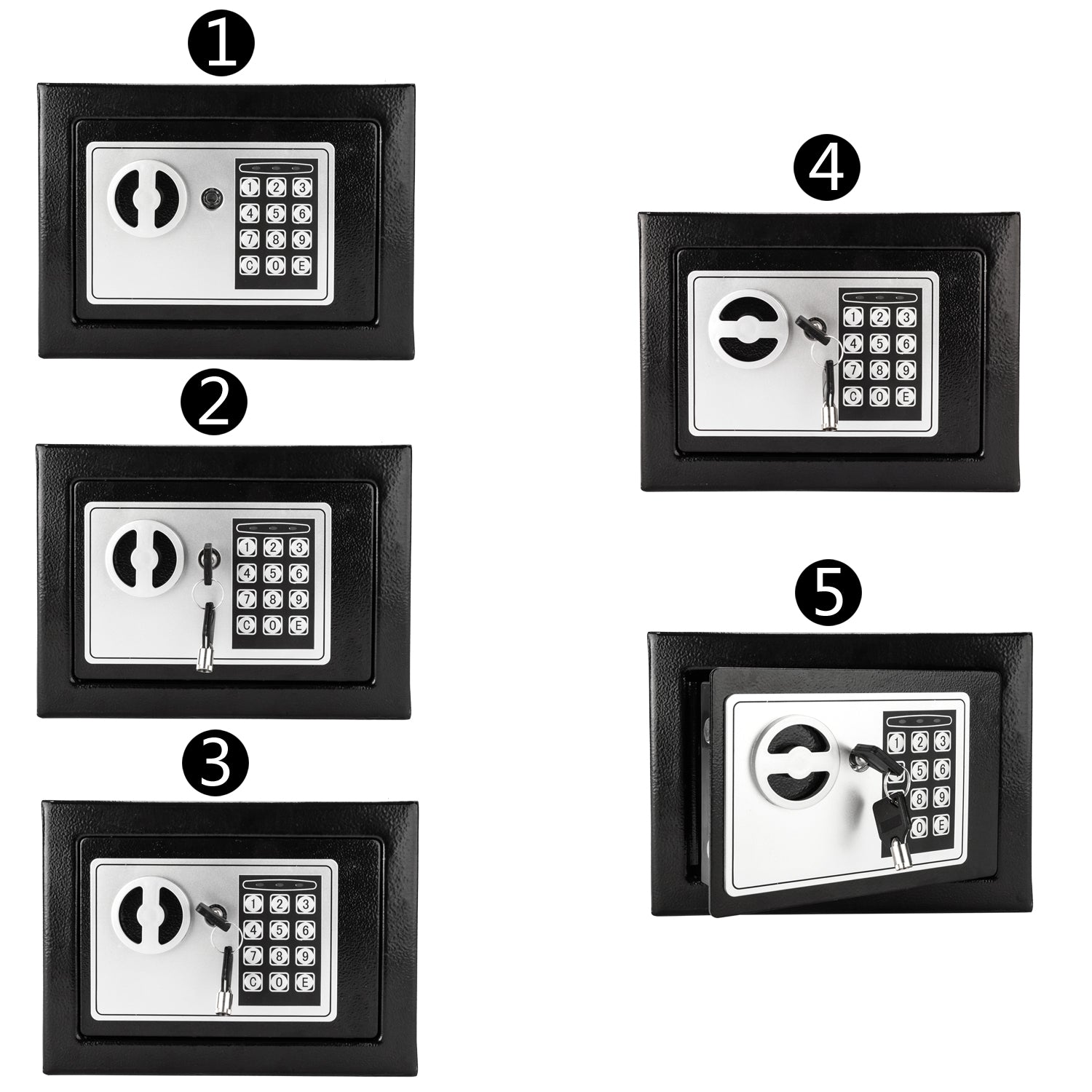 HAOYYE Mini Wall-In Style Electronic Code Steel Safe Box With Metal Construction Secure Lock Black Durable Compact Home And Office Security Case
