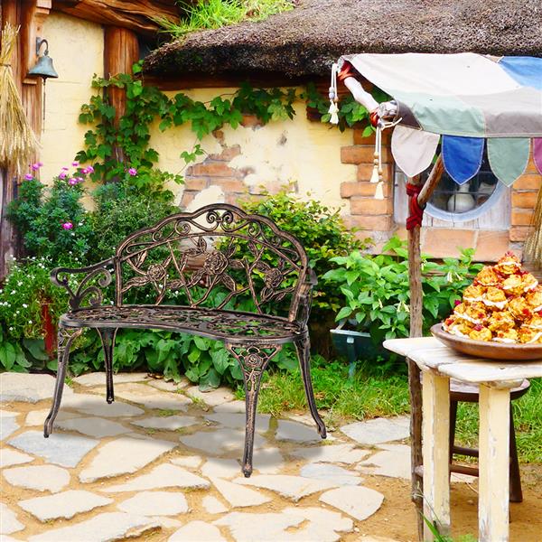 HAOYYE Cast Aluminum Outdoor Courtyard Decoration Park Leisure Rose Chair, Durable and Elegant Garden Chair with Rose Design, Perfect for Patio, Porch, or Garden, Comfortable and Stylish Seating