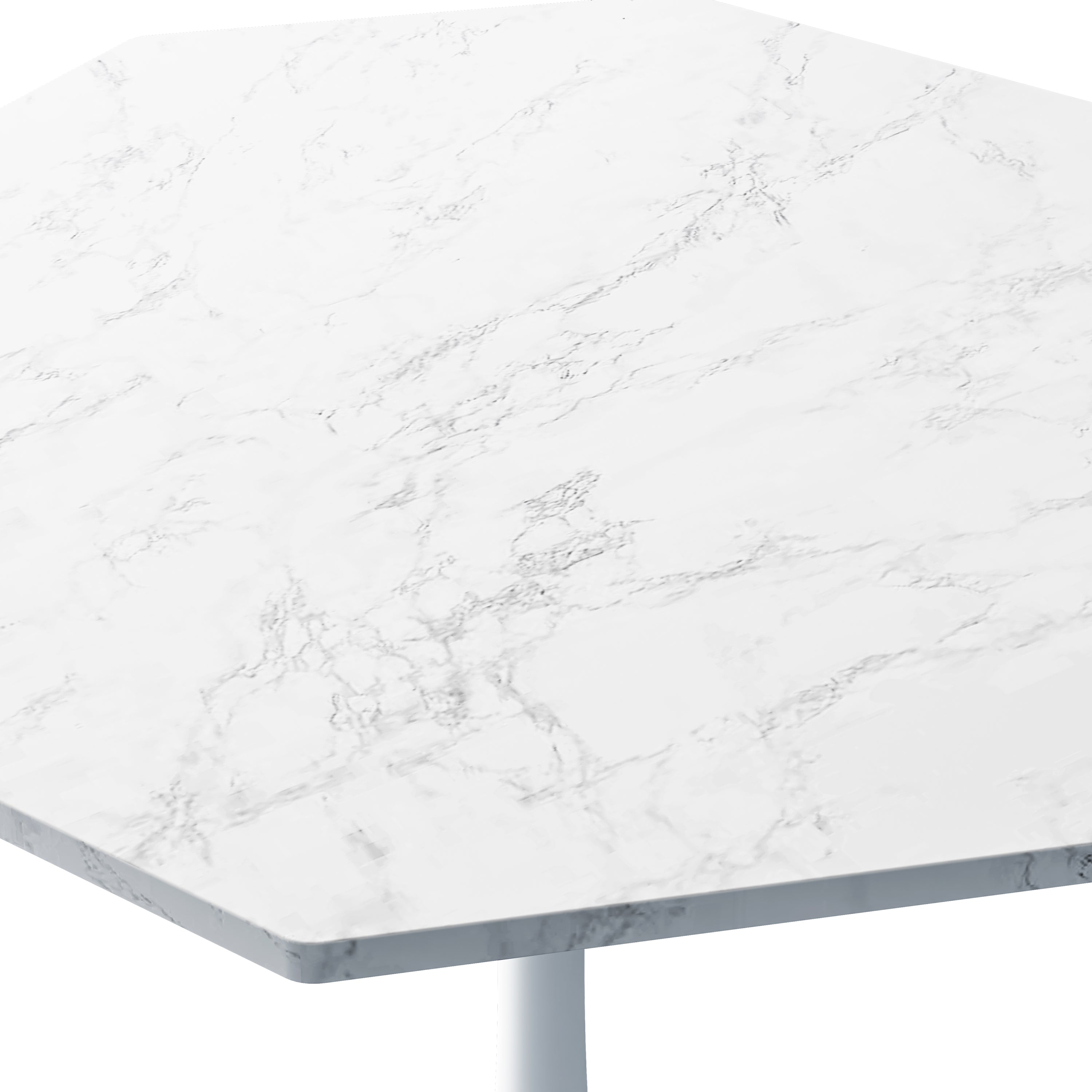 HAOYYE Octagonal Coffee Table with White Marble Printed Top, Metal Base, for Living Room, Kitchen, or Dining Room, Featuring Heavy Duty Construction, Space-Saving Design, Stylish Modern Aesthetic, and Easy Assembly