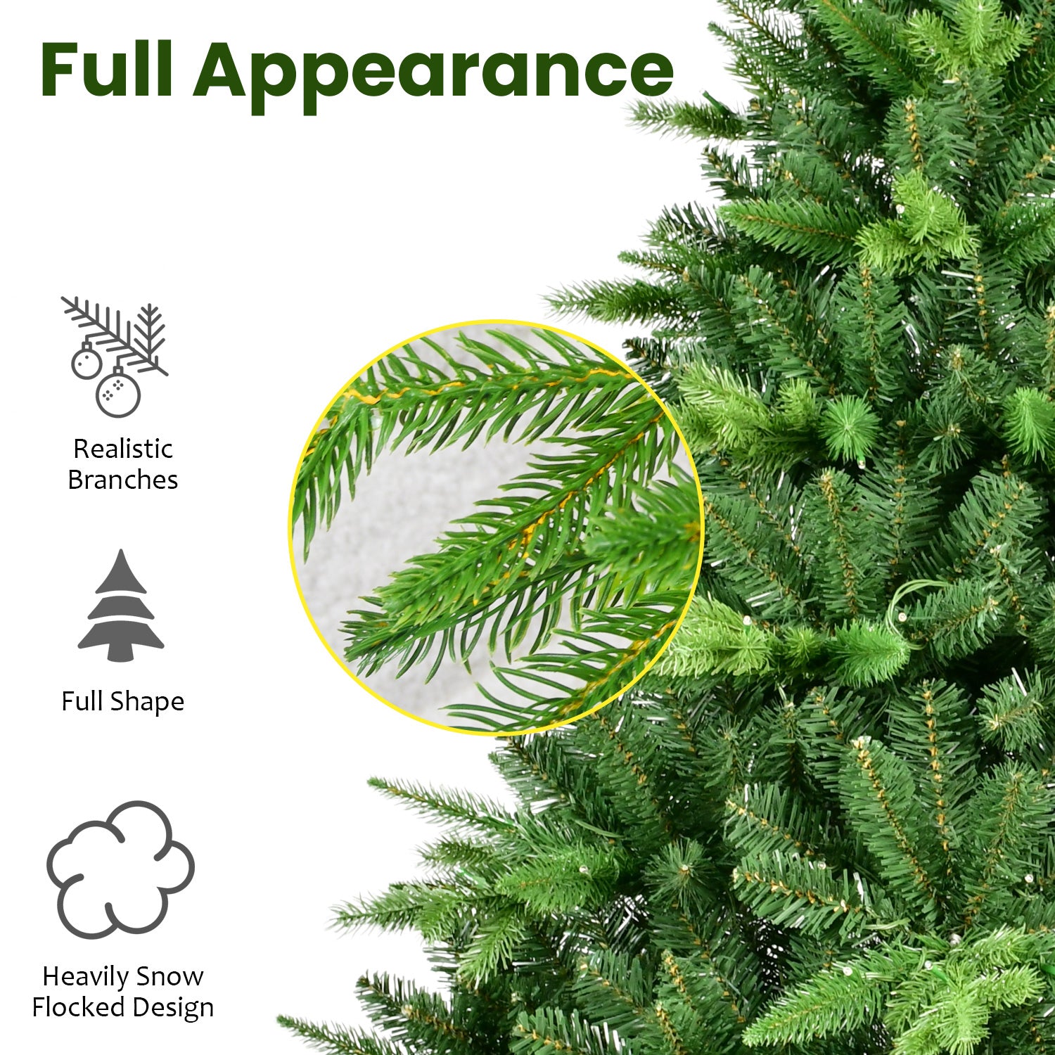 HAOYYE 5FT PE And PVC Christmas Tree with Lights, Unique Christmas Tree Prelit with 850 Branch Tips, 250 Warm White LEDs and Metal Stand, Aritificial Christmas Tree Sturdy Space-Saving Heavy Duty Adults