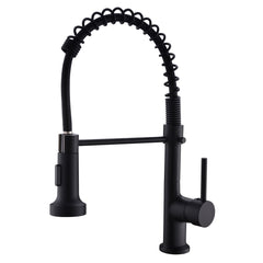 HAOYYE Commercial Black Kitchen Faucet with Pull Down Sprayer, Single Handle Single Lever Kitchen Sink Faucet Sturdy Space-Saving Heavy Duty Modern Design Adults Dorm Room Easy Assembly