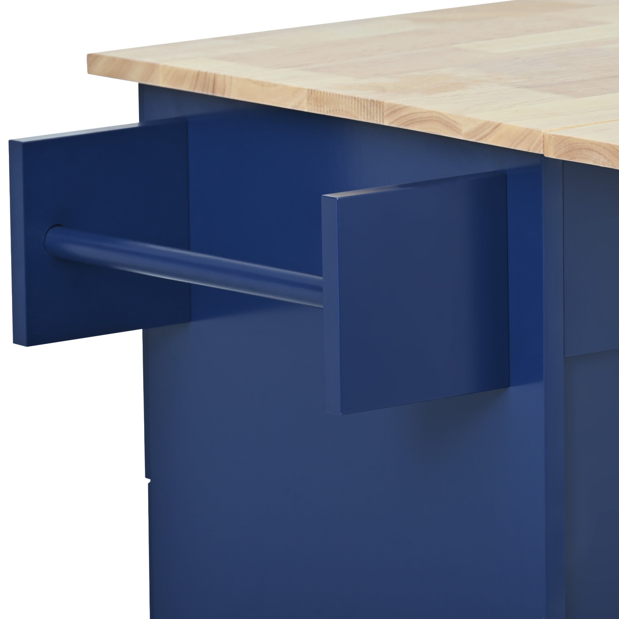 HAOYYE Rolling Mobile Kitchen Island with Drop Leaf - Solid Wood Top, Locking Wheels & Storage Cabinet 52.7 Inch Width(Dark blue) Sturdy Space-Saving Heavy Duty Modern Design Adults Dorm Room