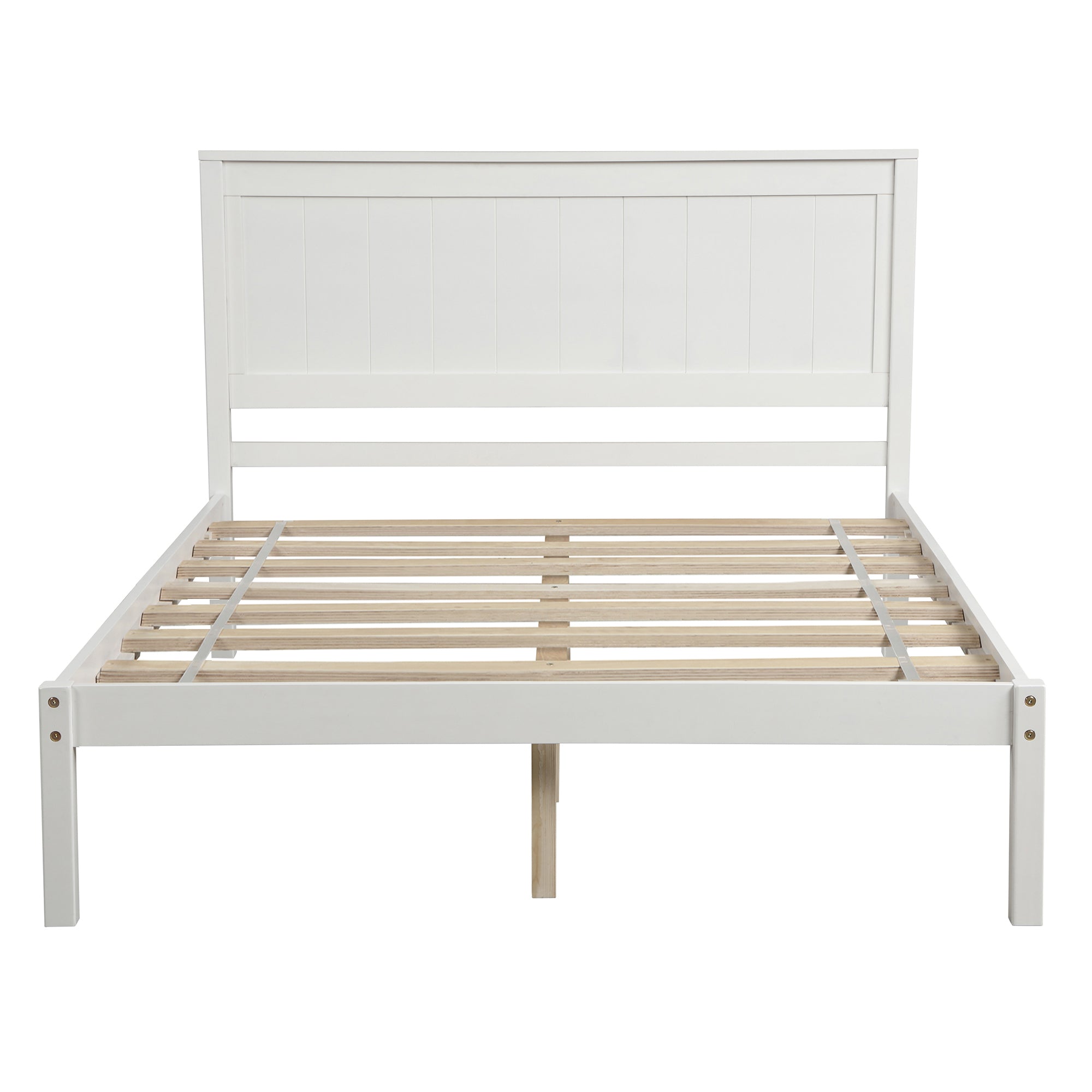 HAOYYE Platform Bed Frame with Headboard , Wood Slat Support , No Box Spring Needed ,Full,White(OLD SKU:WF191419AAK) Sturdy Space-Saving Heavy Duty Modern Design Easy Assembly Durable Stylish Home Furniture
