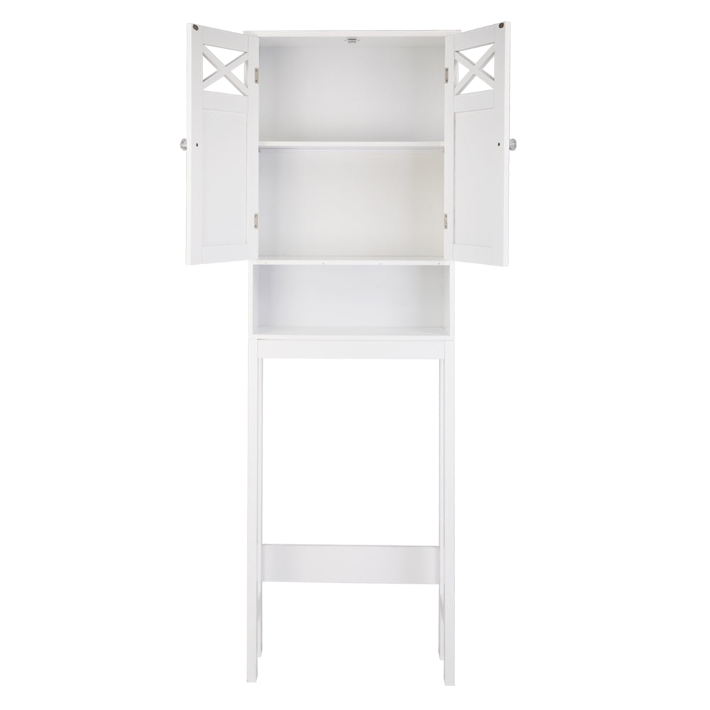 HAOYYE Double Door Fork Toilet Cabinet White, Bathroom Storage Organizer with Spacious Shelves and Durable Construction, Stylish Space-Saving Design for Efficient Bathroom Organization and Easy Access