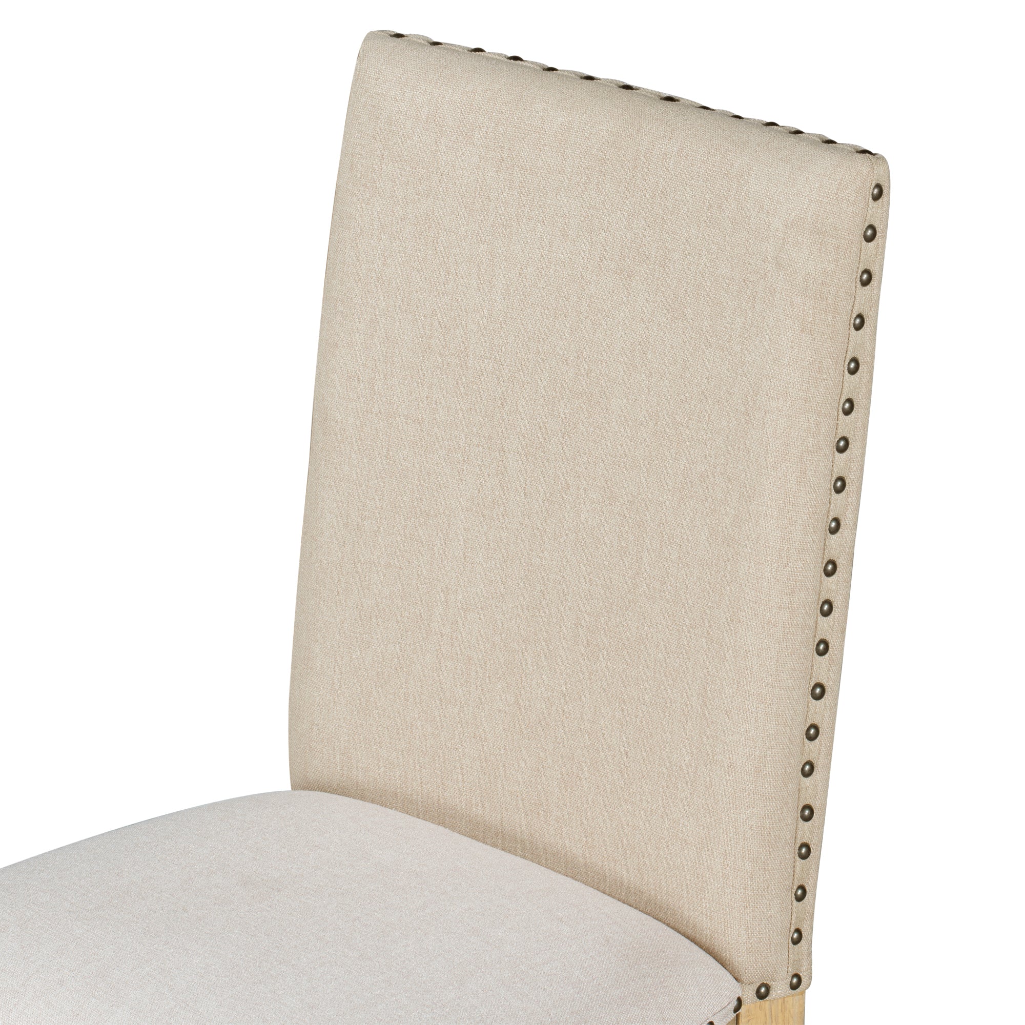 HAOYYE Set of 4 Dining chairs Wood Upholstered Fabirc Dining Room Chairs with Nailhead (Natural Wood Wash) Sturdy Space-Saving Heavy Duty Modern Design Adults Dorm Room Easy Assembly
