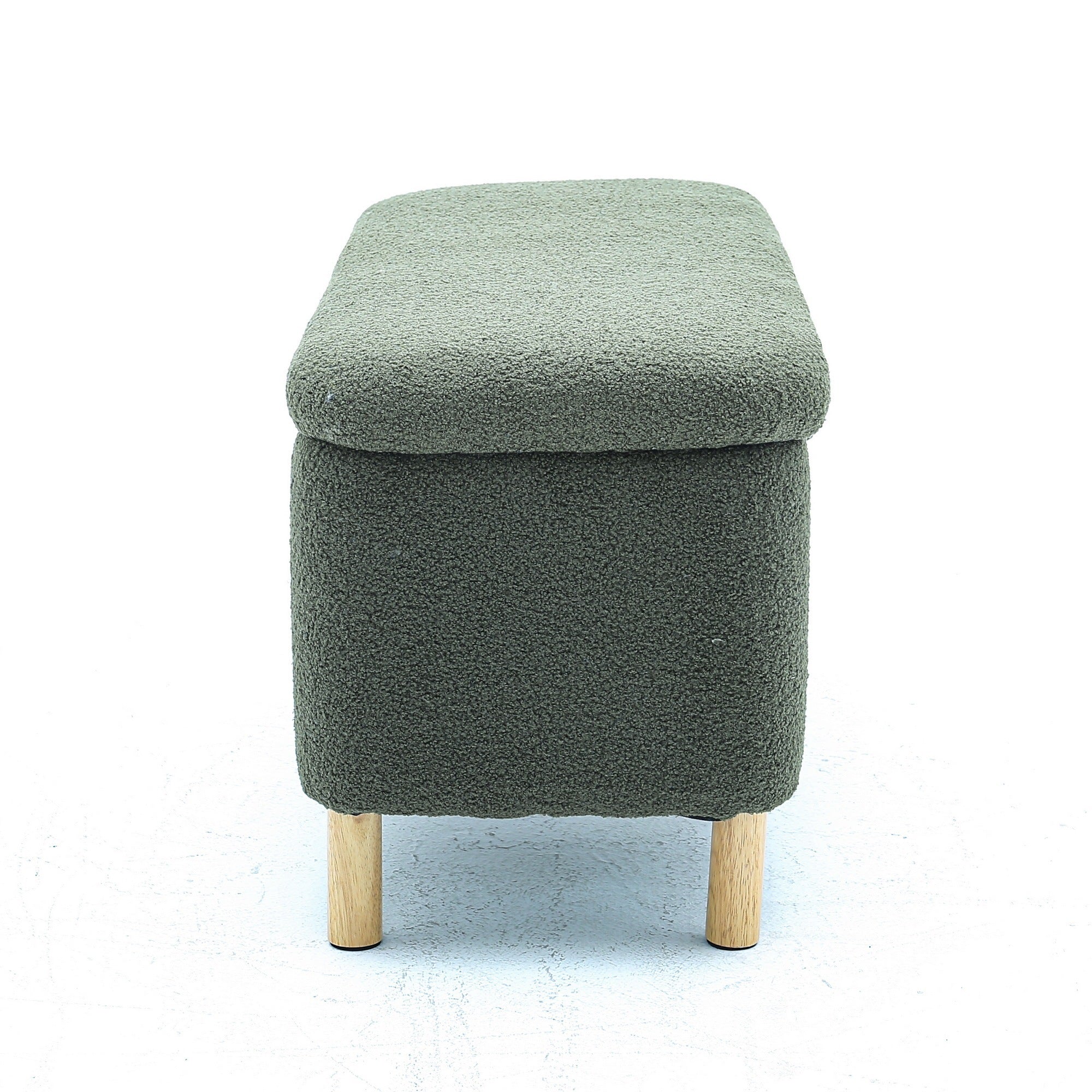 HAOYYE Basics Upholstered Storage Ottoman and Entryway Bench GREEN Sturdy Space-Saving Heavy Duty Modern Design Adults Dorm Room Easy Assembly Bedroom Furniture