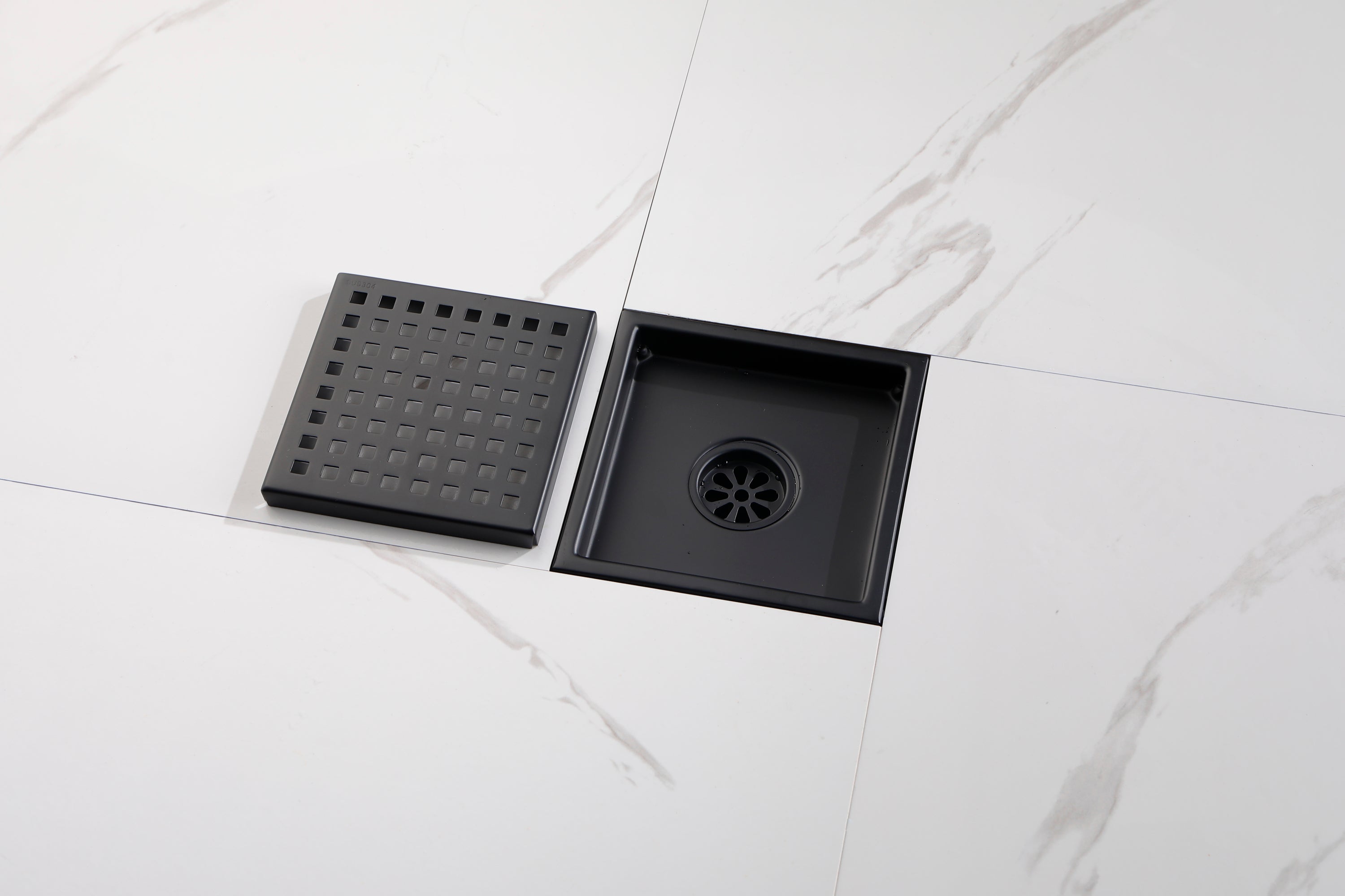 HAOYYE 6 Inch Square Shower Floor Drain Sturdy Space-Saving Heavy Duty Modern Design Adults Dorm Room Easy Assembly Bedroom Furniture