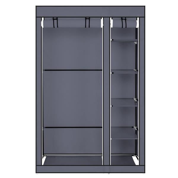 DE Direct HAOYYE Portable Clothes Closet Wardrobe with Non-Woven Fabric Cover and Hanging Rod Strong Steel Frame Freestanding Storage Organizer Dustproof Fabric Shelves Quick and Easy Assembly for Bedroom Entryway