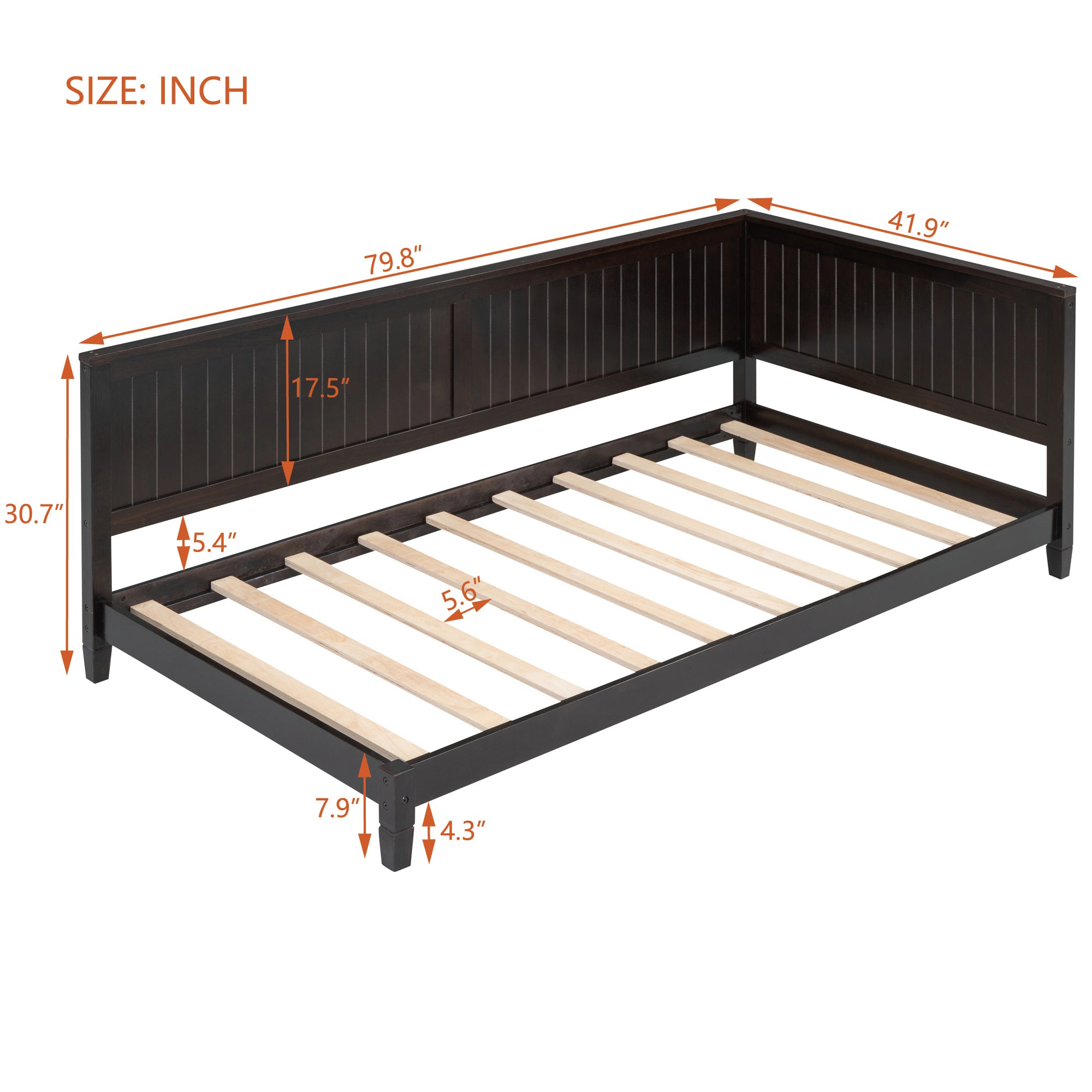HAOYYE Twin Size Wood Daybed/Sofa Bed, Espresso Sturdy Space-Saving Heavy Duty Modern Design Adults Dorm Room Easy Assembly Bedroom Furniture