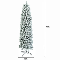 HAOYYE Green Pencil Flocking Christmas Tree with 641 Branches, Durable PVC Material, Sturdy Metal Base, Easy 3-Step Assembly, Full and Realistic Pine Appearance for Home Office Store Party Holiday Decoration