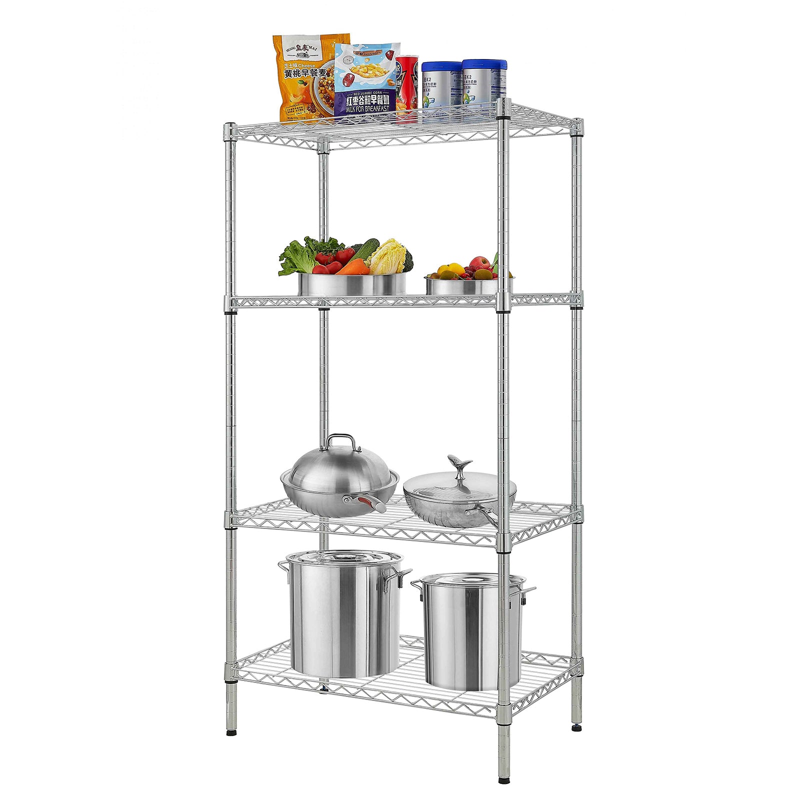 HAOYYE 4-Shelf Adjustable Wire Shelving Unit – Sturdy Chrome Storage Shelves With Heavy-Duty Steel Construction, Perfect For Garage, Kitchen, Office, Or Home Organization – Space-Saving, Durable, Adjustable Design For Flexible Storage Solutions