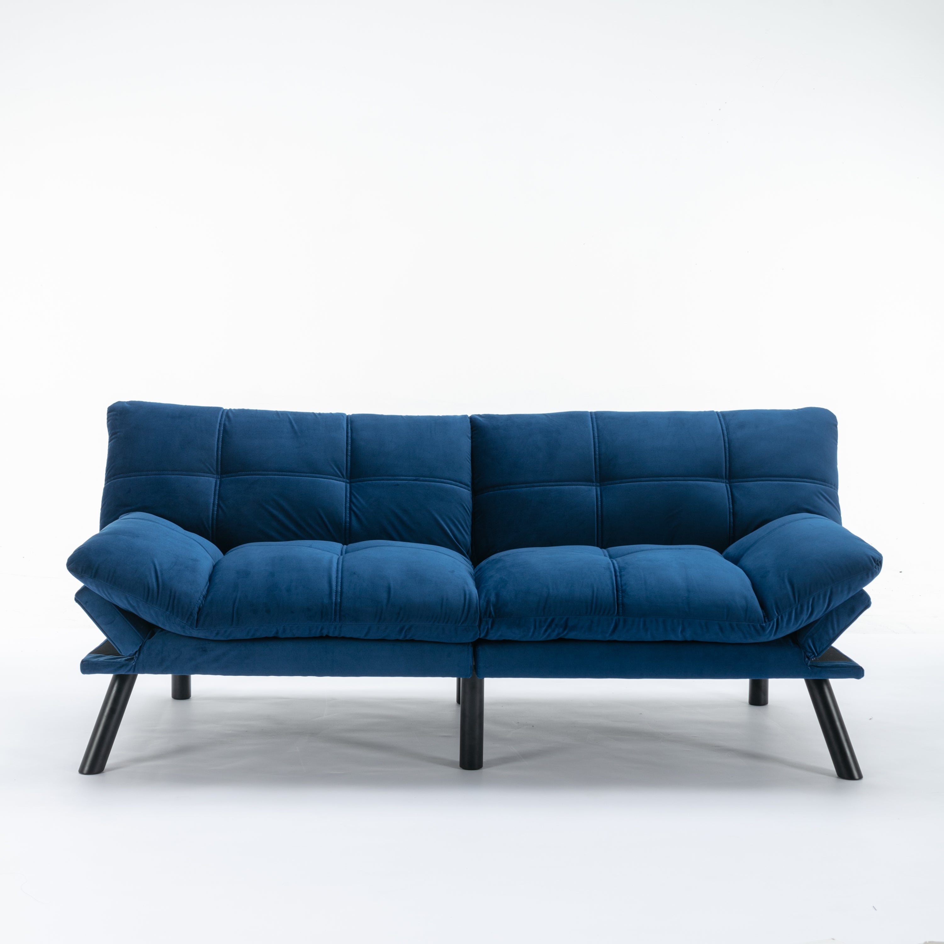 HAOYYE Navy Blue Convertible Folding Modern Sofa Bed Sturdy Space-Saving Heavy Duty Modern Design for Adults Dorm Room Easy Assembly Bedroom Furniture