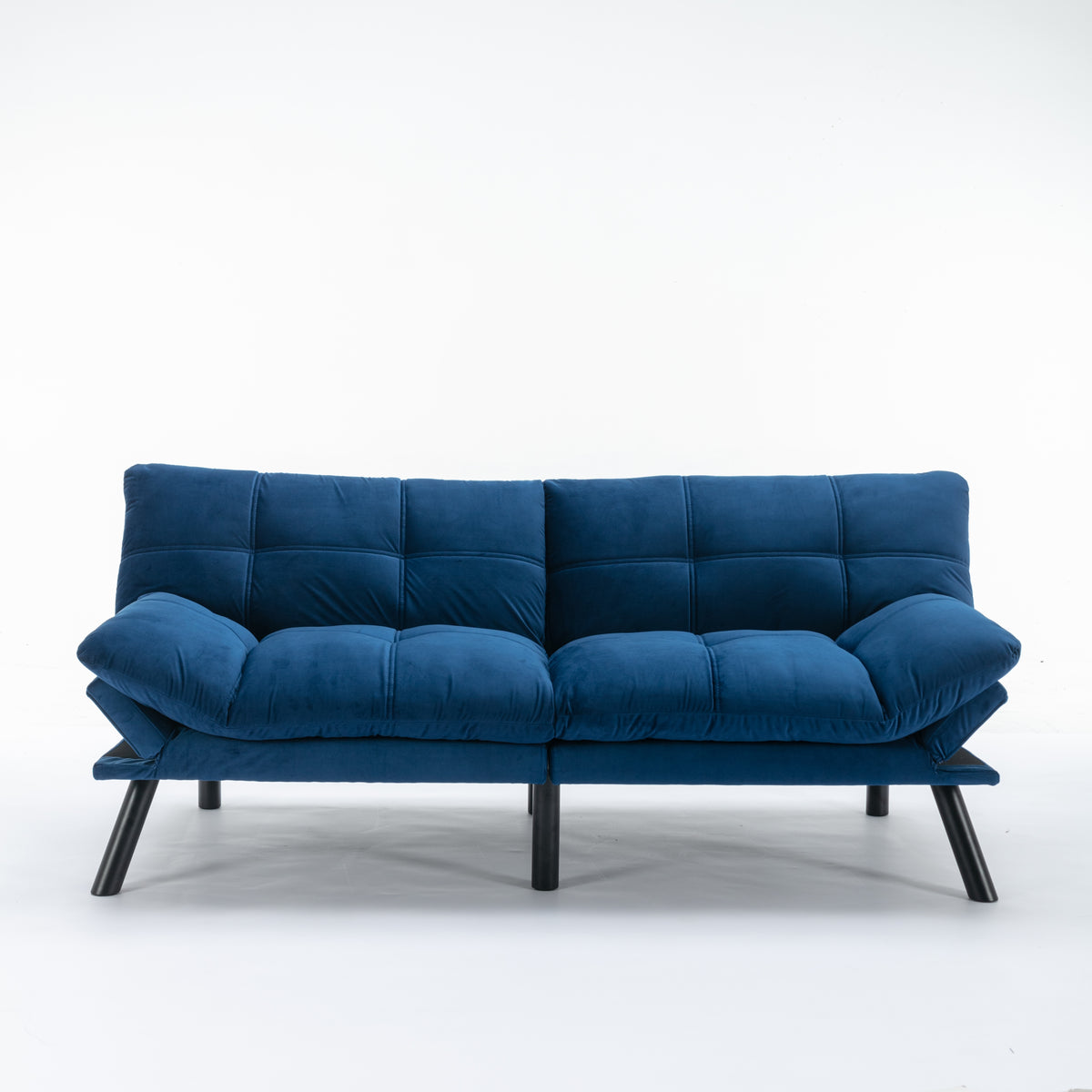 HAOYYE Navy Blue Convertible Folding Modern Sofa Bed Sturdy Space-Saving Heavy Duty Modern Design for Adults Dorm Room Easy Assembly Bedroom Furniture