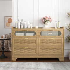 Haoyye Wooden 6 Drawer Cabinet with Extra Wide Drawers, Large Storage Organizer and Modern Chest of Cabinets for Living Room, Hallway or Bedroom, Featuring Sturdy Construction and Timeless Design for Everyday Use