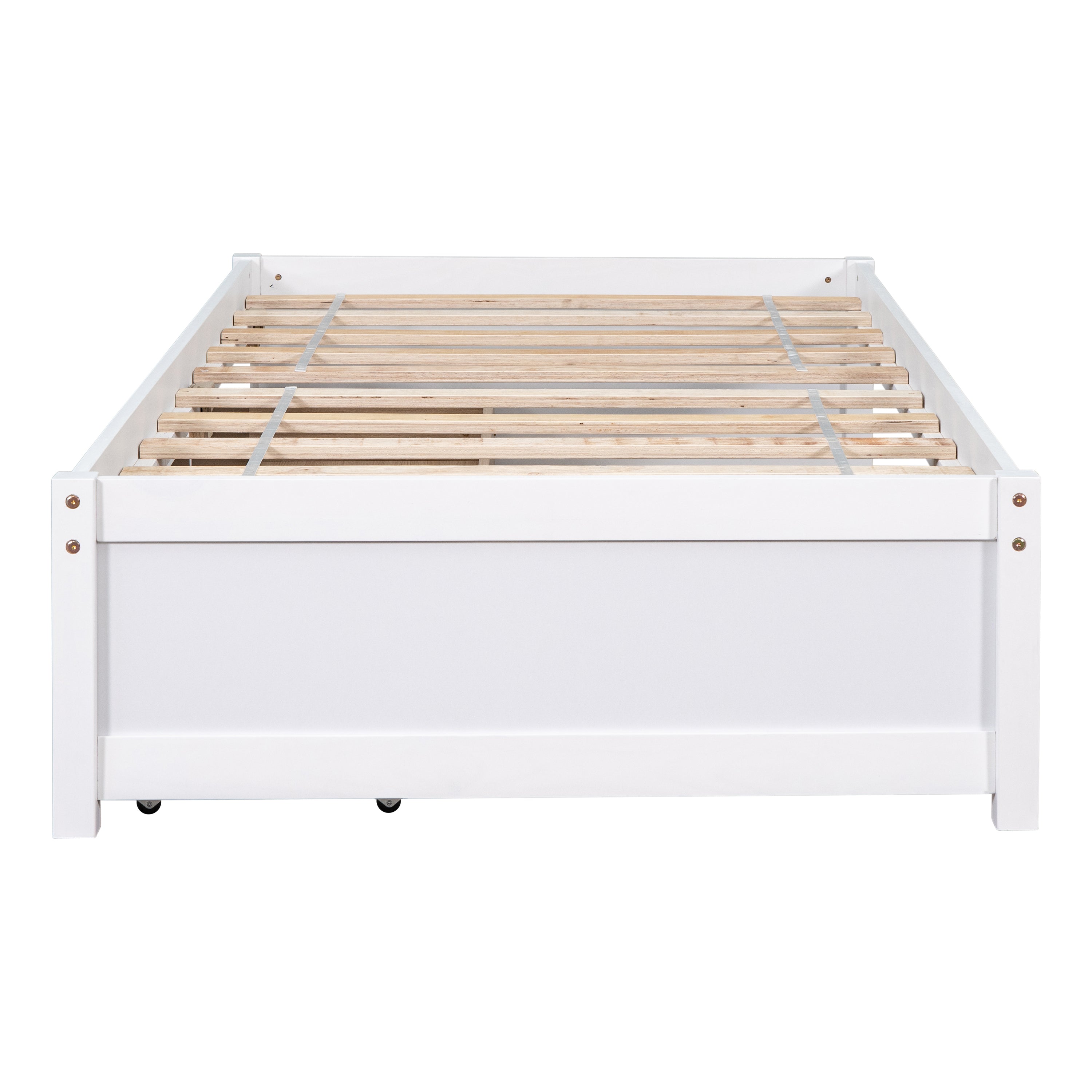 HAOYYE Solid Wood Twin Bed Frame With 2 Storage Drawers, No Box Spring Needed, Space-Saving Heavy Duty Design For Bedroom Or Dorm Room, Sturdy And Easy To Assemble
