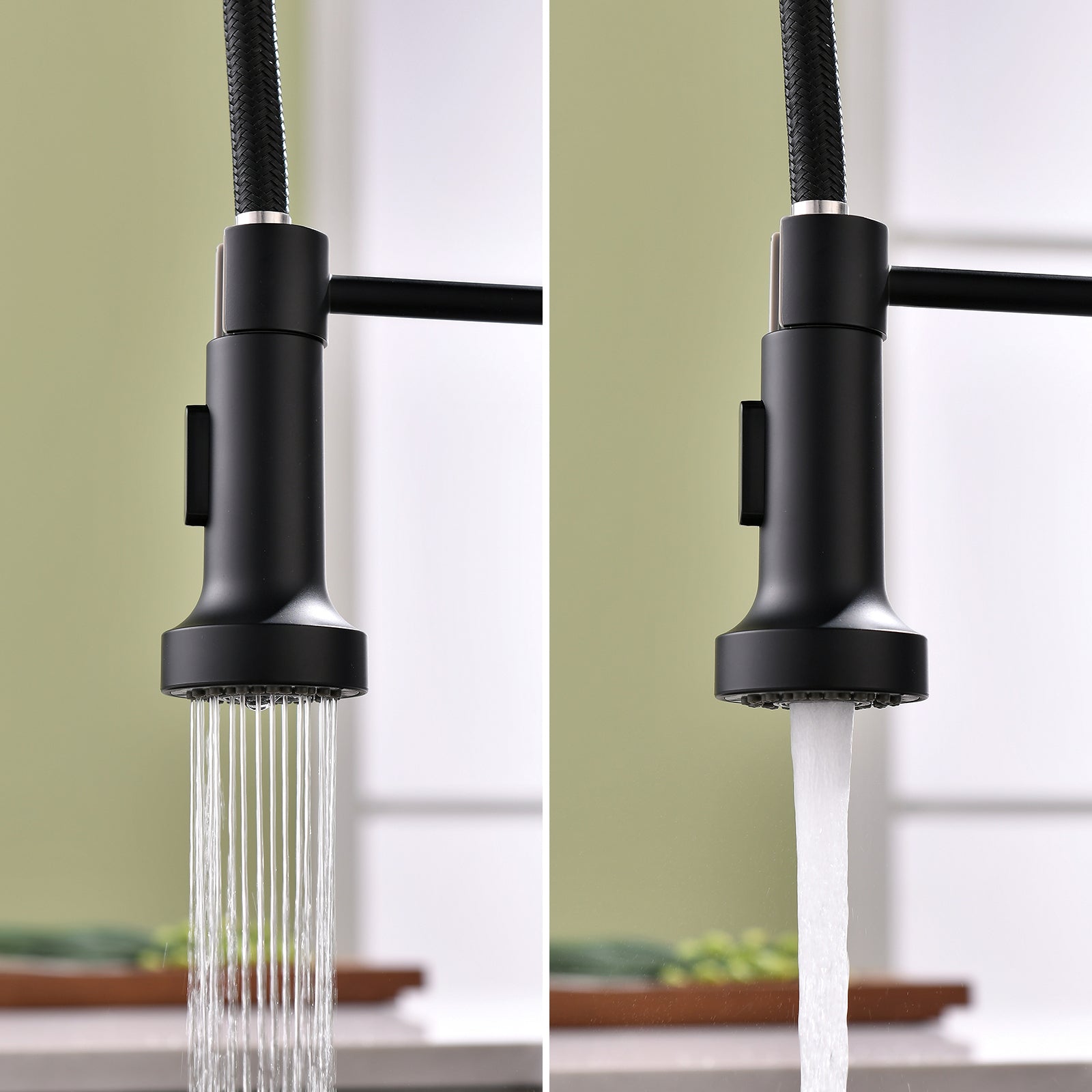 HAOYYE Commercial Black Kitchen Faucet with Pull Down Sprayer, Single Handle Single Lever Kitchen Sink Faucet Sturdy Space-Saving Heavy Duty Modern Design Adults Dorm Room Easy Assembly