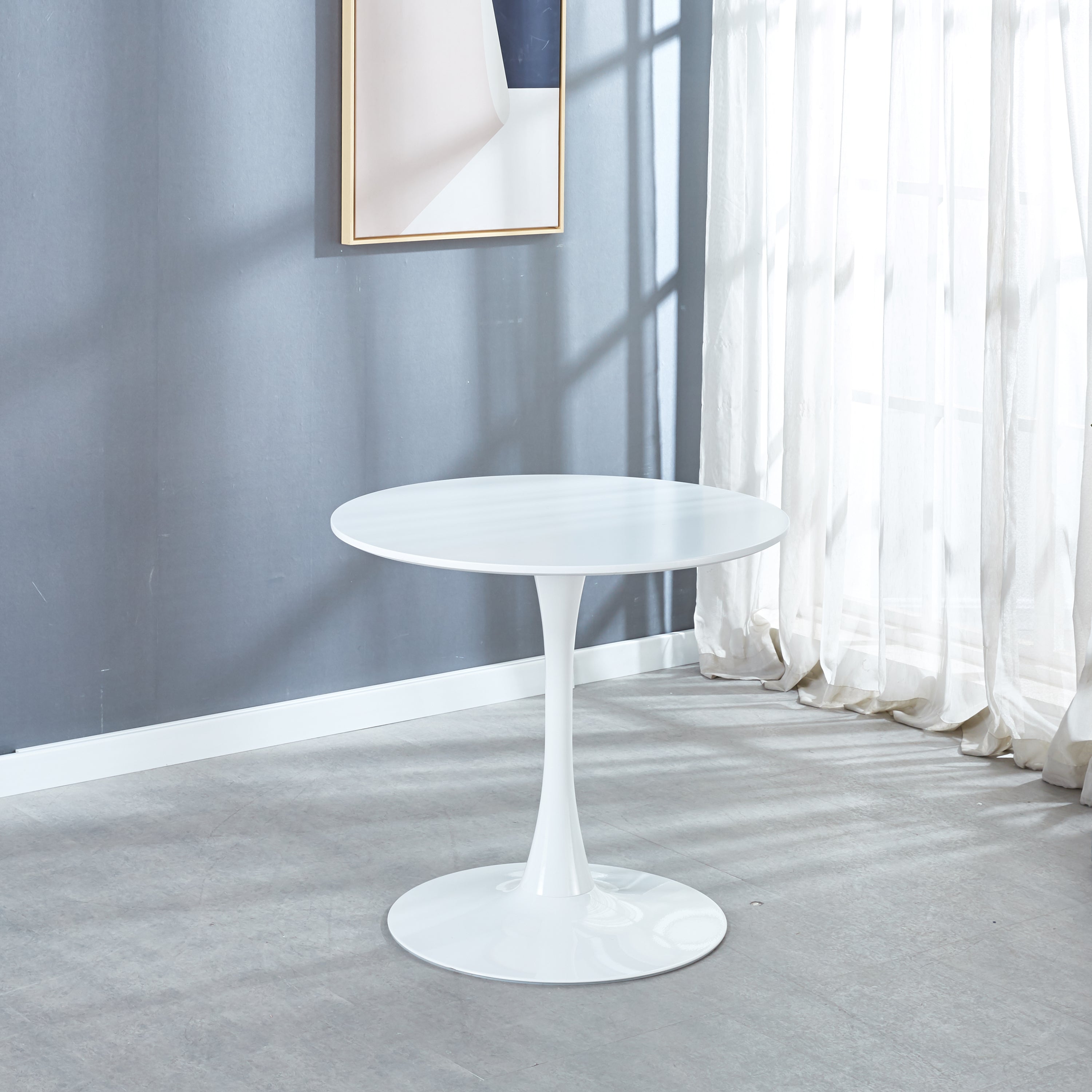 HAOYYE 31.5"White Tulip Table Mid-century Dining Table for 2-4 people With Round Mdf Table Top, Pedestal Dining Table, End Table Leisure Coffee Table Sturdy Space-Saving Heavy Duty Modern Design Durable