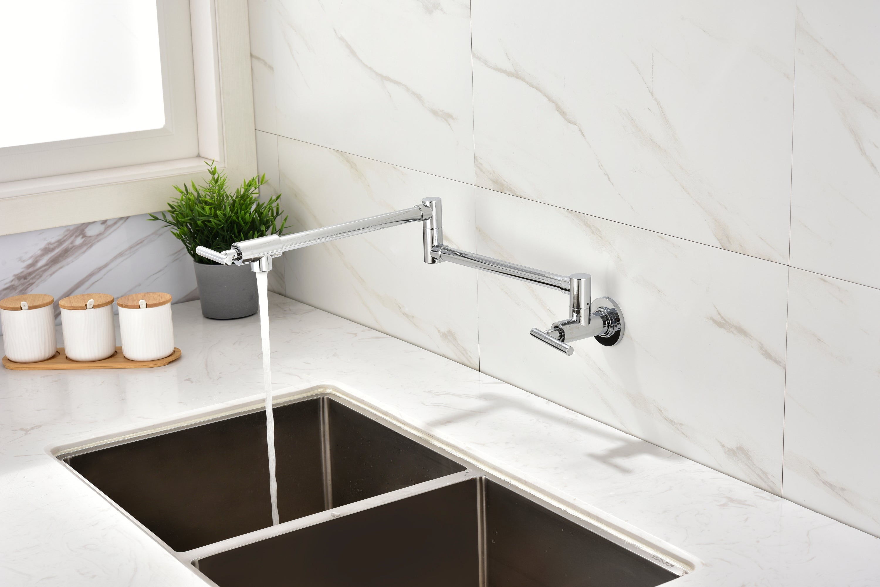 HAOYYE Pot Filler Faucet Wall Mount Sturdy Space-Saving Heavy Duty Modern Design Adults Dorm Room Easy Assembly Bedroom Furniture