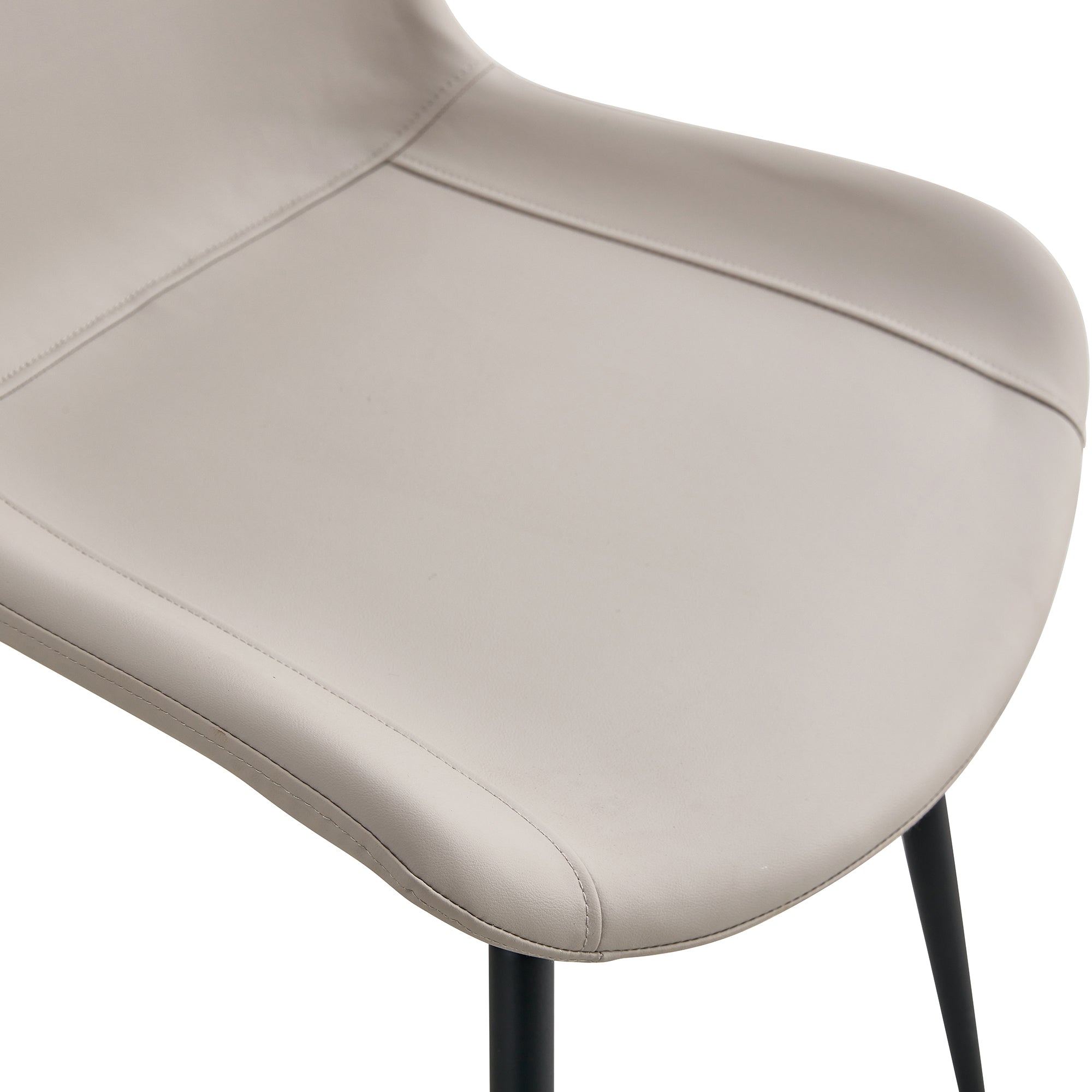 HAOYYE Light Gray Faux Leather Dining Chair, Cushioned Backrest, Black Metal Legs, Widened Seat Design, Comfortable and Stylish, Perfect for Restaurants, Kitchens, Bedrooms, and Offices (Set of 4)
