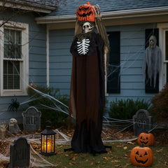 HAOYYE 5.6FT Inflatable Halloween Ghost Decoration with Pumpkin Head, Life-Size Animatronic Sound-Activated Halloween Yard Decor, Scary Haunted House Props for Garden, Lawn, Party, Outdoor Halloween Display