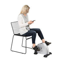 HAOYYE Mini Exercise Bike for Home Use Hands and Feet Trainer Pedal Exerciser Machine Portable Under Desk Fitness Cycle for Arm and Leg Workout with LCD Display Non Slip Base Silver Color