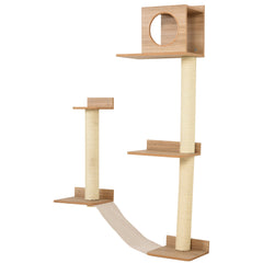HAOYYE Wall-Mounted Multi-Level Cat Tree Activity Tower with Sisal-Covered Scratching Posts & an Interior Condo Area Sturdy Space-Saving Heavy Duty Modern Design Adults Dorm Room Easy Assembly