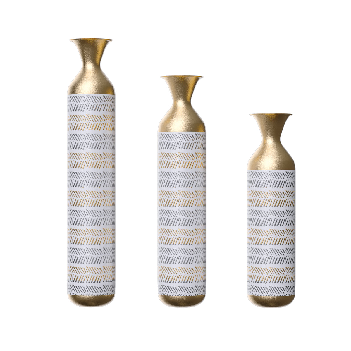 Haoyye Oversized Floor Vase Set of 3, Tall Metal Decorative Vases for Dried Flowers Pampas Grass or Twigs, Hollow Floral Design, Handcrafted Modern Vintage Style Vases for Living Room, Bedroom, Farmhouse, or Entryway Decor, Sturdy and Durable