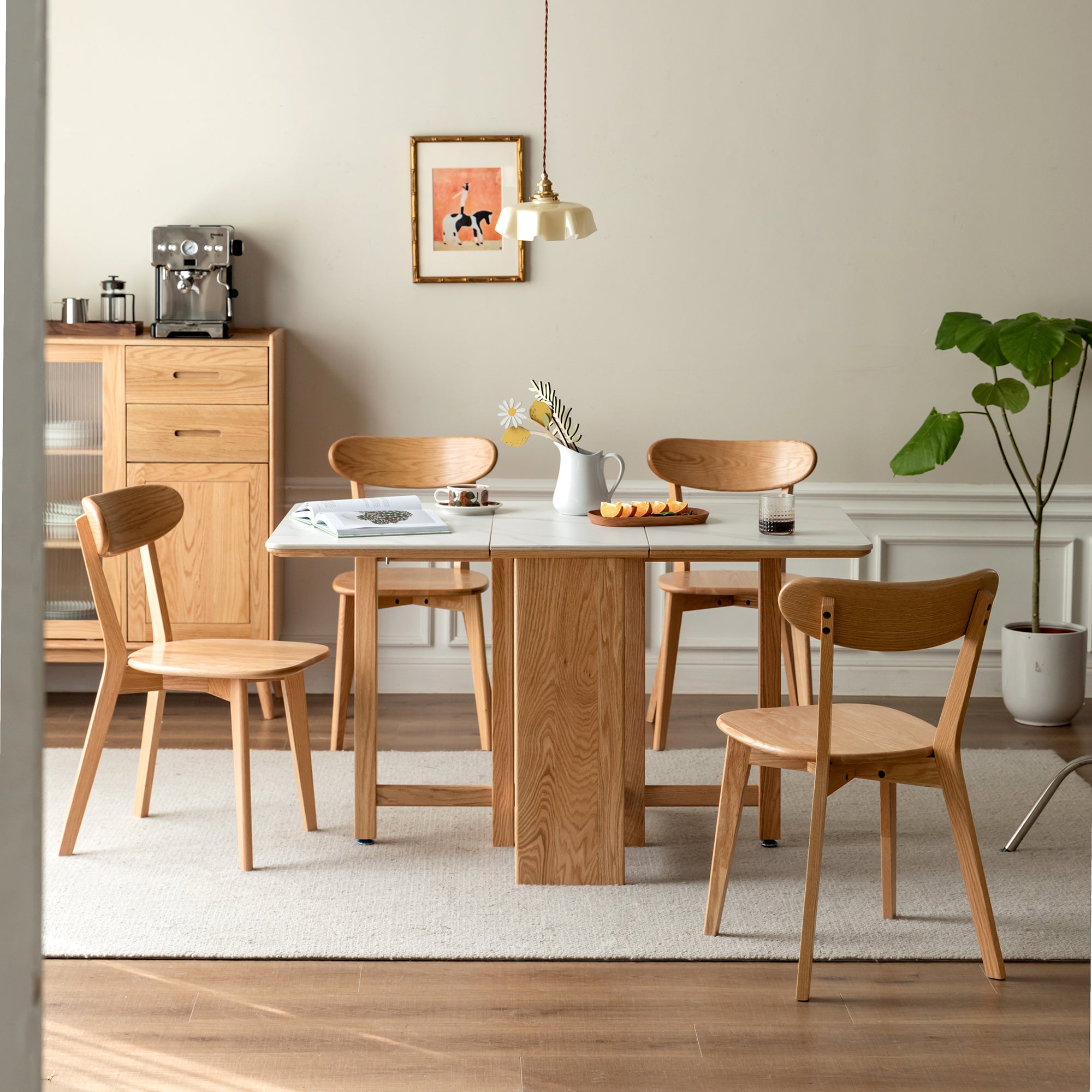 HAOYYE Dining chair wooden FAS grade oak natural wood made in North America 100% dirt-free wood chair solid chair table chair wooden living room chair simple and natural Sturdy Space-Saving