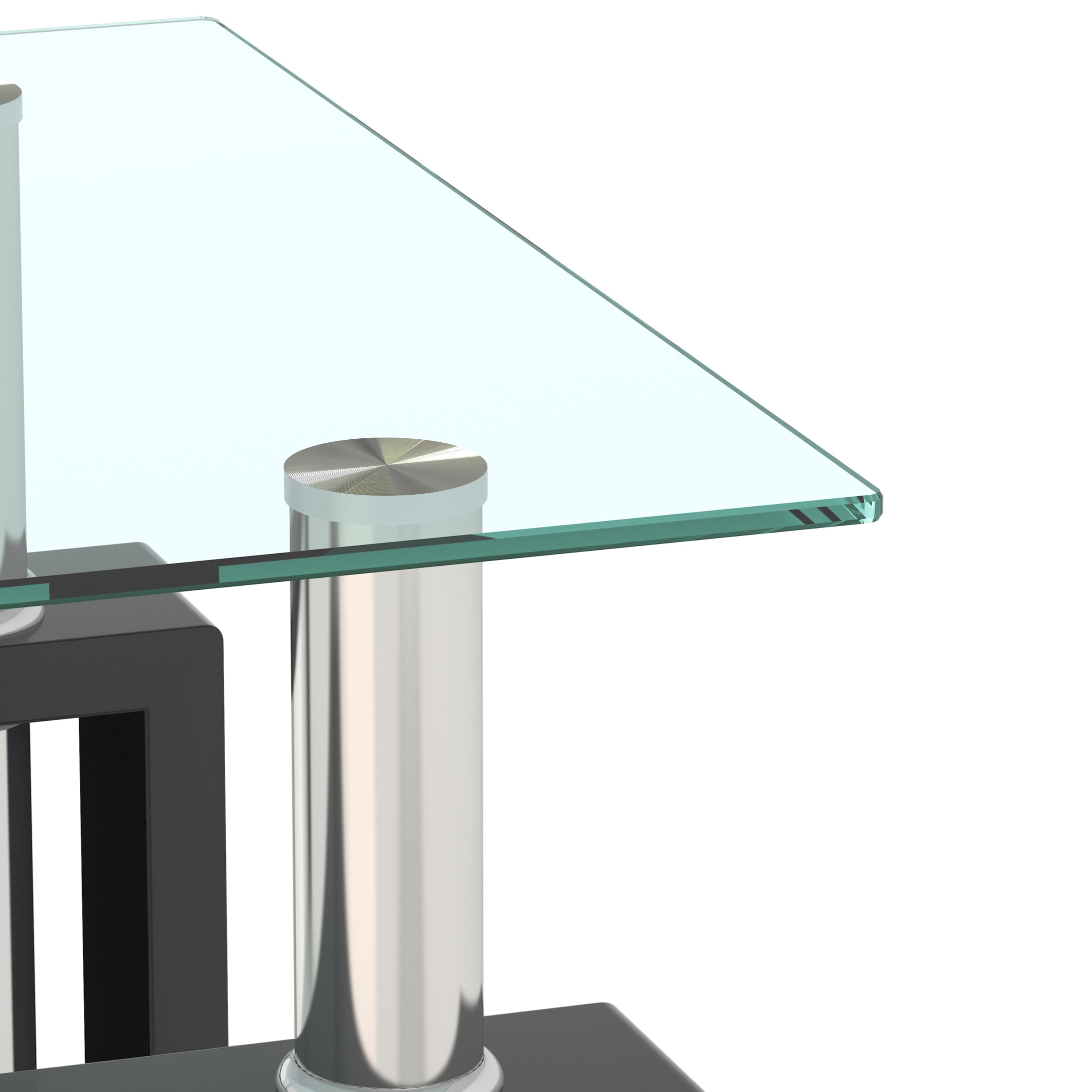 HAOYYE Set of 2, Modern Tempered Glass Tea Table Coffee Table End Table, Square Table for Living Room, Transparent/Black Sturdy Space-Saving Heavy Duty Modern Design Adults Dorm Room Easy Assembly