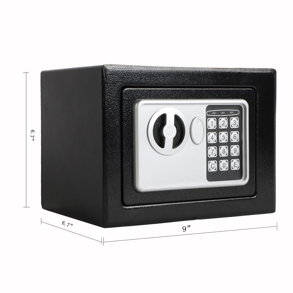 HAOYYE Mini Wall-In Style Electronic Code Steel Safe Box With Metal Construction Secure Lock Black Durable Compact Home And Office Security Case