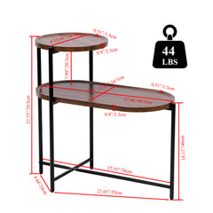HAOYYE Small Coffee Table 2-Tier Modern Sofa Side Table with Wood Storage Shelf Living Room End Table Nightstand Walnut Brown Sturdy Space-Saving Heavy Duty Modern Design for Adults Dorm Room