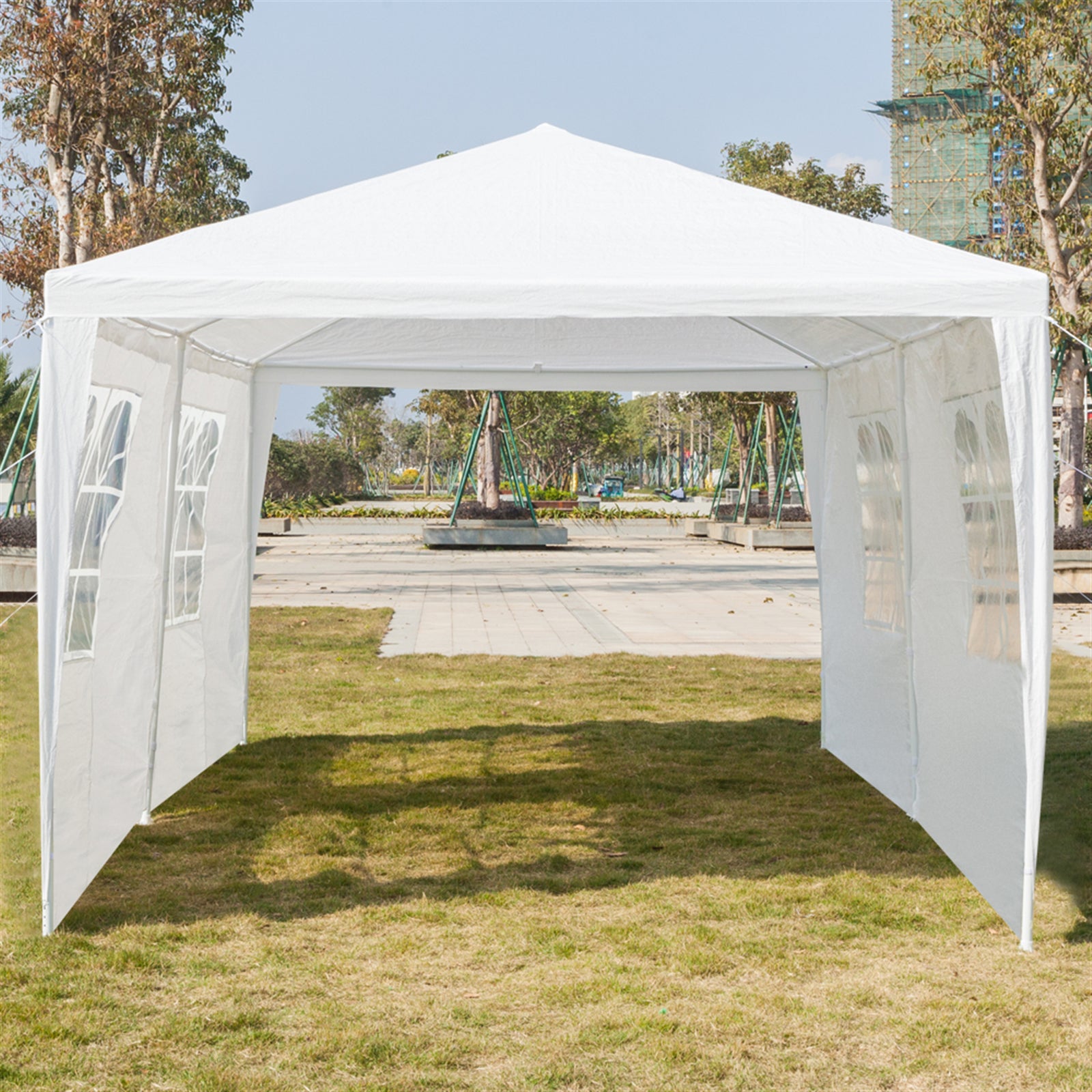 HAOYYE 20*10*8.5ft Four Sides Waterproof Outdoor Tent, White PE Canopy with Spiral Tubes and Sturdy Iron Frame, Large Portable Event Shelter for Party Wedding Camping Backyard, Easy Assembly Temporary Structure