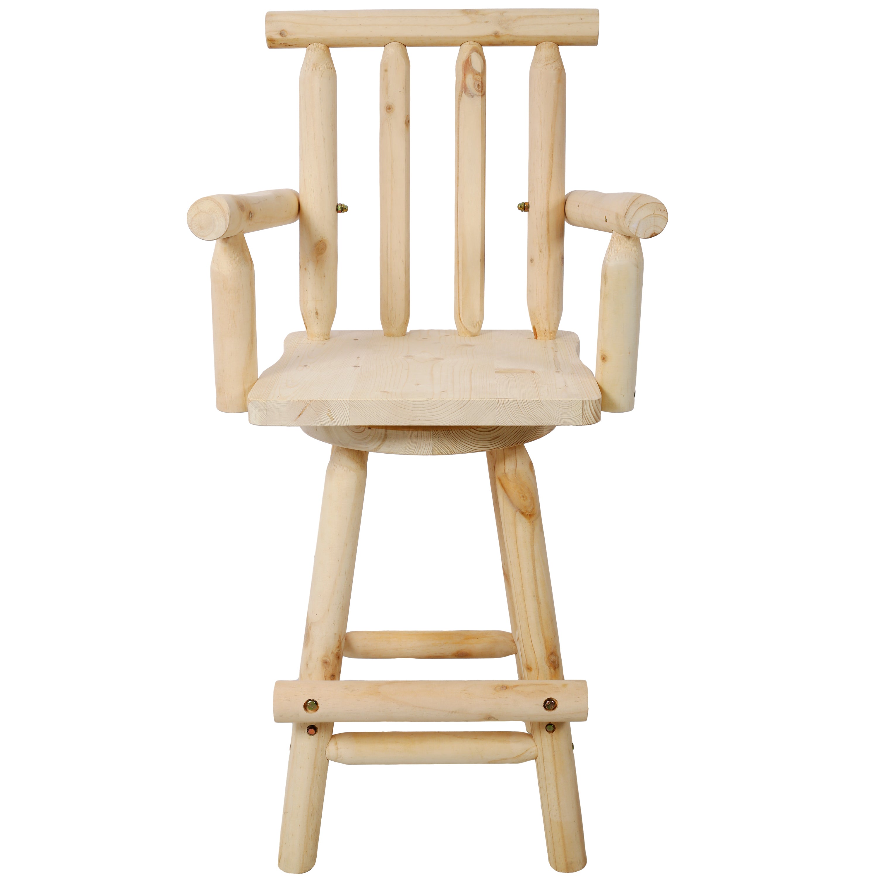 HAOYYE Rustic Bar Stool - Fir Wood Construction, Chair with Footrest,Wide Armrest, Rustic Kitchen Stool, Tall Bistro Chair for Dining Room, Restaurant, Pub, 4-Foot,Light brown color Sturdy Space-Saving