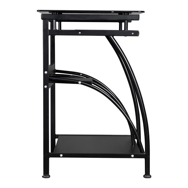 HAOYYE Exquisite Integrated Stalinite Computer Desk Black Sturdy Design Durable Multifunctional Modern Organizer Space-Saving Storage Solution Practical Stylish for Living Room or Office