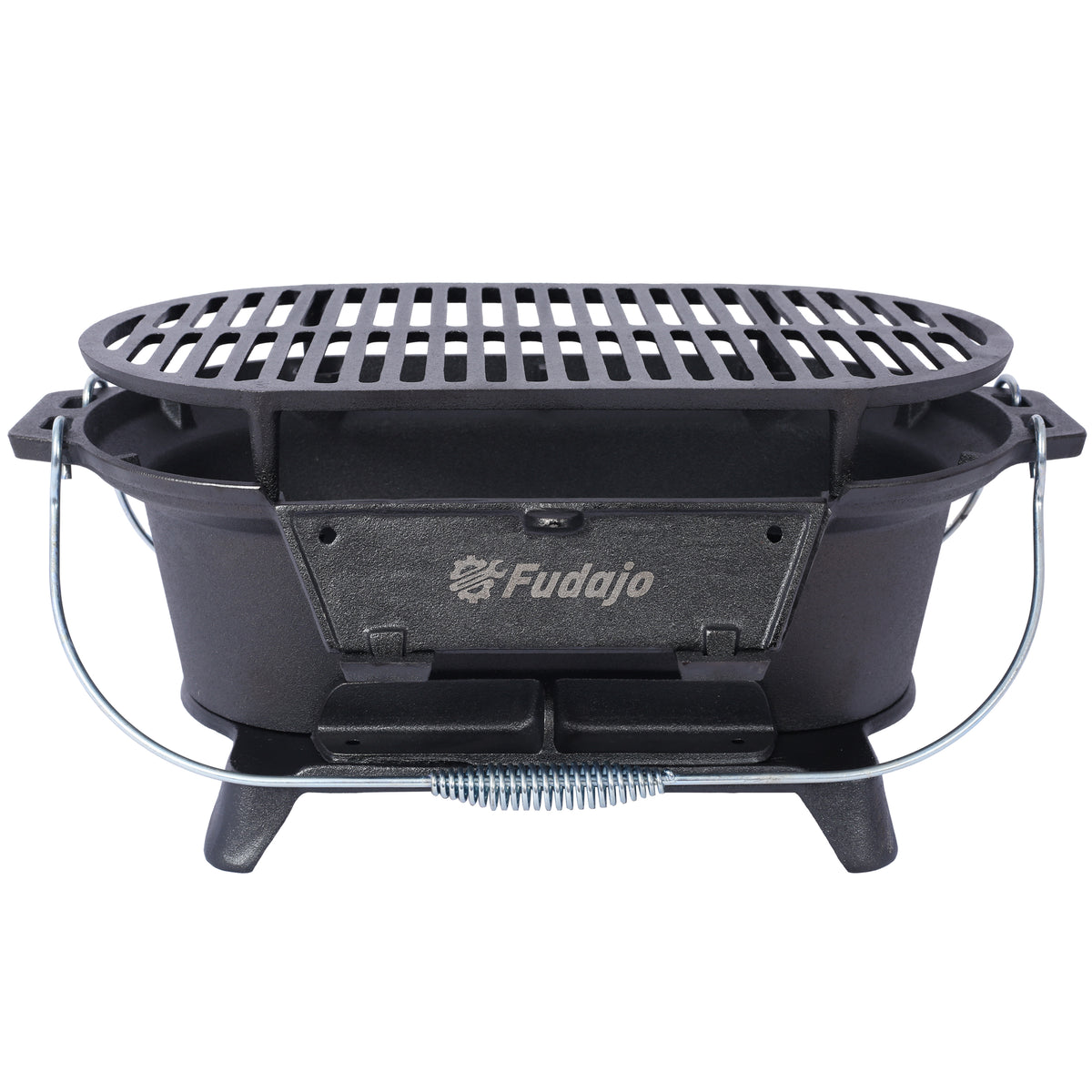 HAOYYE Oval Cast Iron Grill Outdoor Portable Charcoal Grill for Patio BBQ Picnic Camping Tabletop Cooking Small Hibachi Style Stove Durable Enameled Cast Iron Skillet Grill for Balcony Garden Deck Travel Backyard Grilling