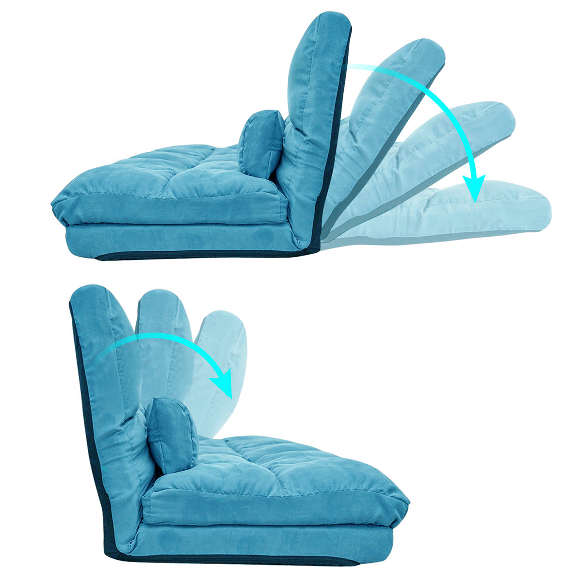 HAOYYE Double Chaise Lounge Floor Sofa with Two Pillows, Space-Saving Heavy Duty Modern Design, Comfortable Convertible Seating, Versatile and Easy to Assemble for Living Room, Office, or Apartment