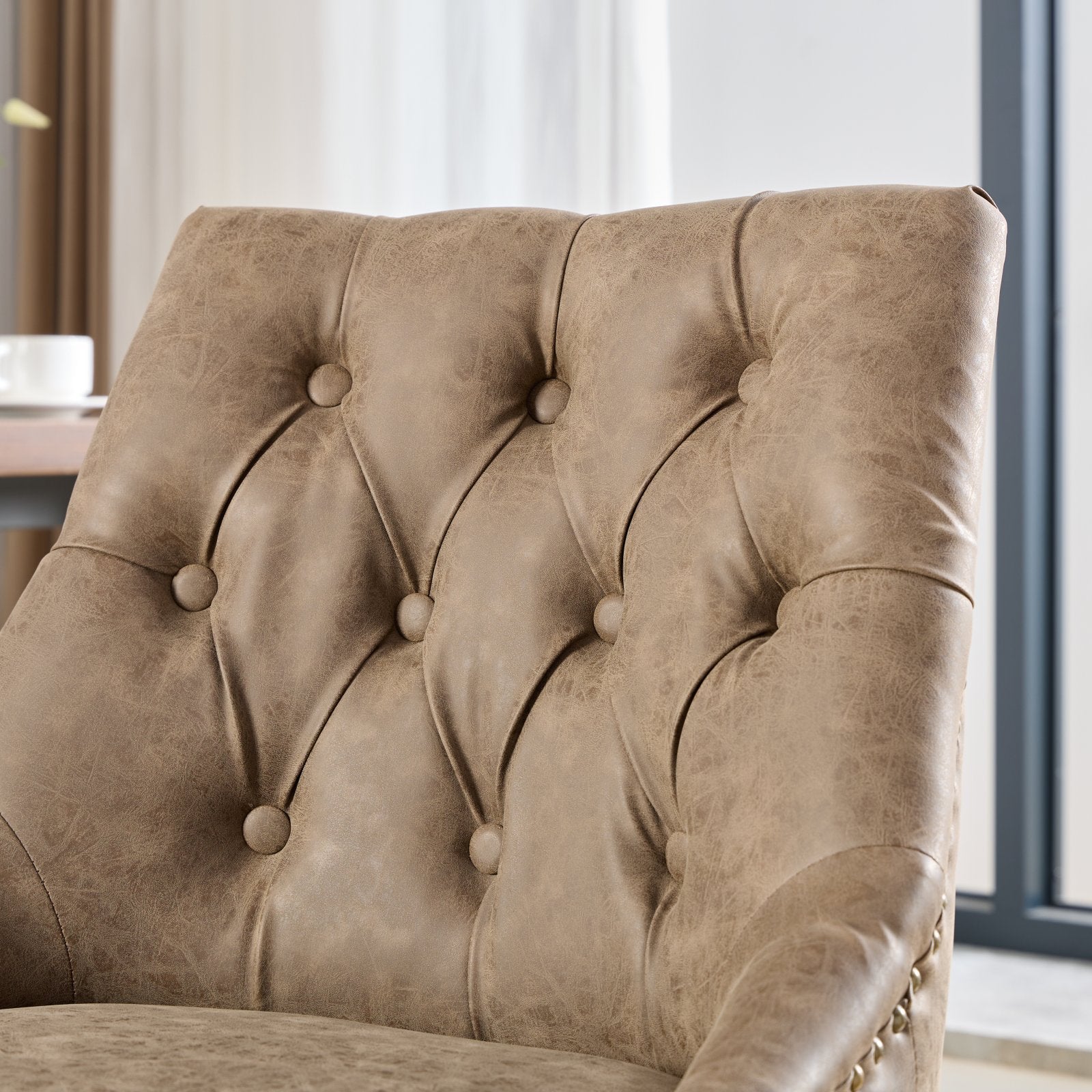 HAOYYE Medieval Retro Style Sheepskin Pattern Fabric Home Office Chair with Lift, Swivel and Recline Functions,Brown color Sturdy Space-Saving Heavy Duty Modern Design Easy Assembly Durable