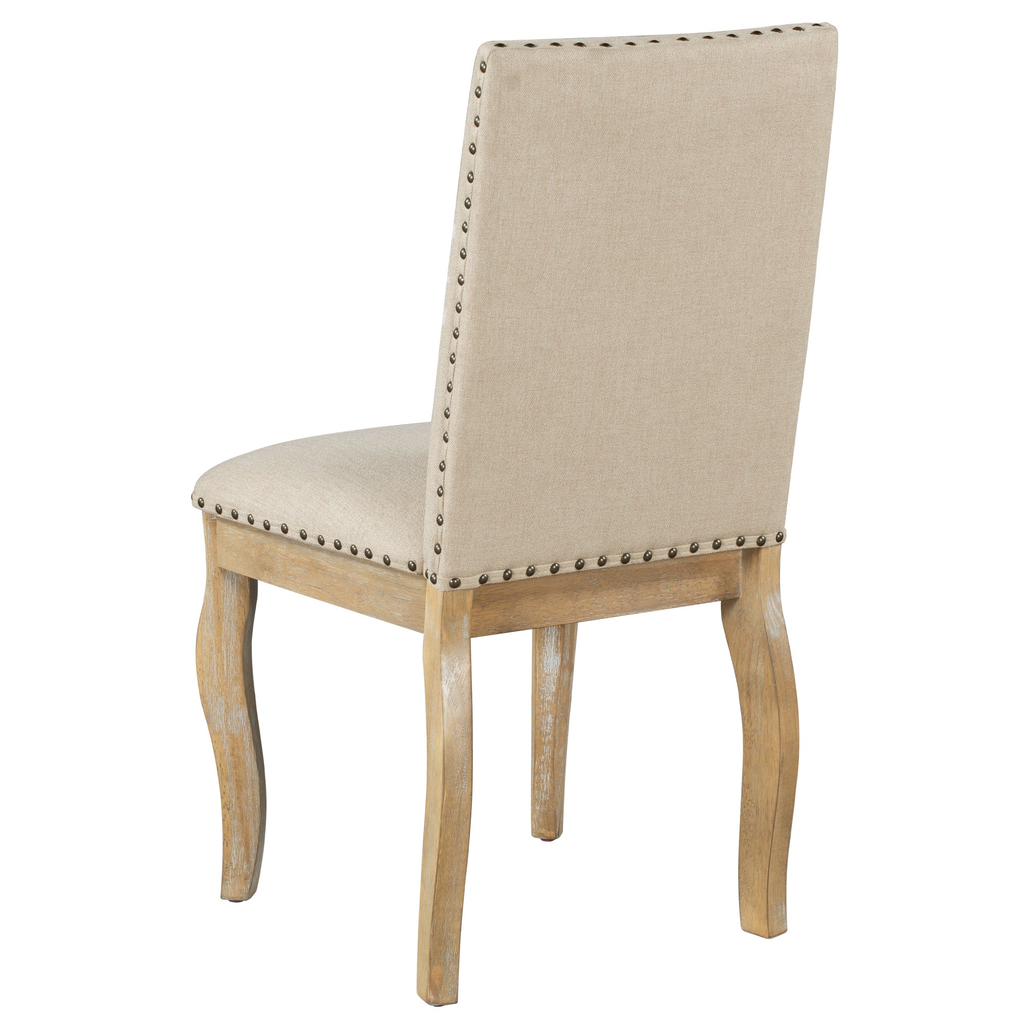 HAOYYE Set of 4 Dining chairs Wood Upholstered Fabirc Dining Room Chairs with Nailhead (Natural Wood Wash) Sturdy Space-Saving Heavy Duty Modern Design Adults Dorm Room Easy Assembly