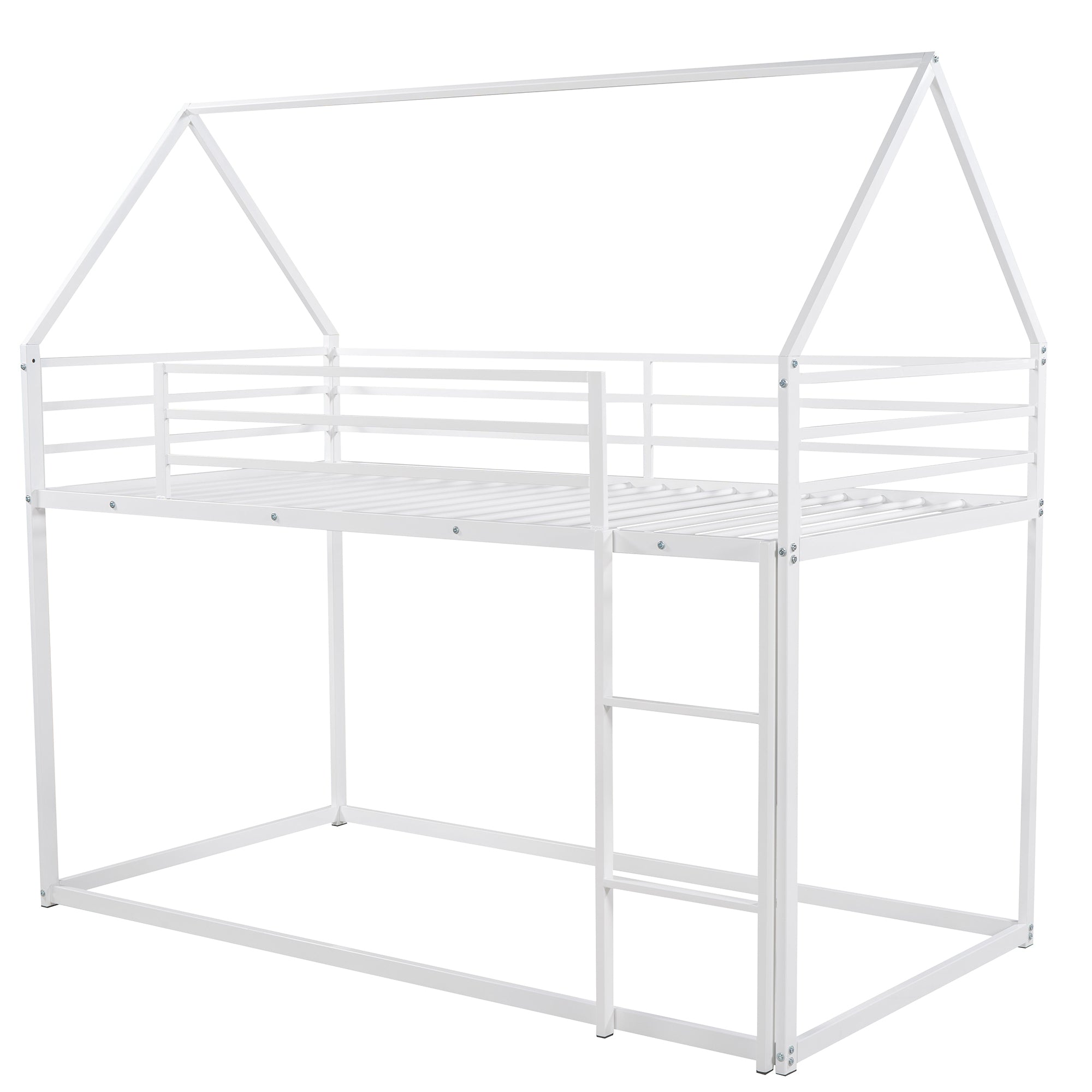 HAOYYE Twin over Twin House Bunk Bed with Built-in Ladder,White Sturdy Space-Saving Heavy Duty Modern Design Adults Dorm Room Easy Assembly Bedroom Furniture