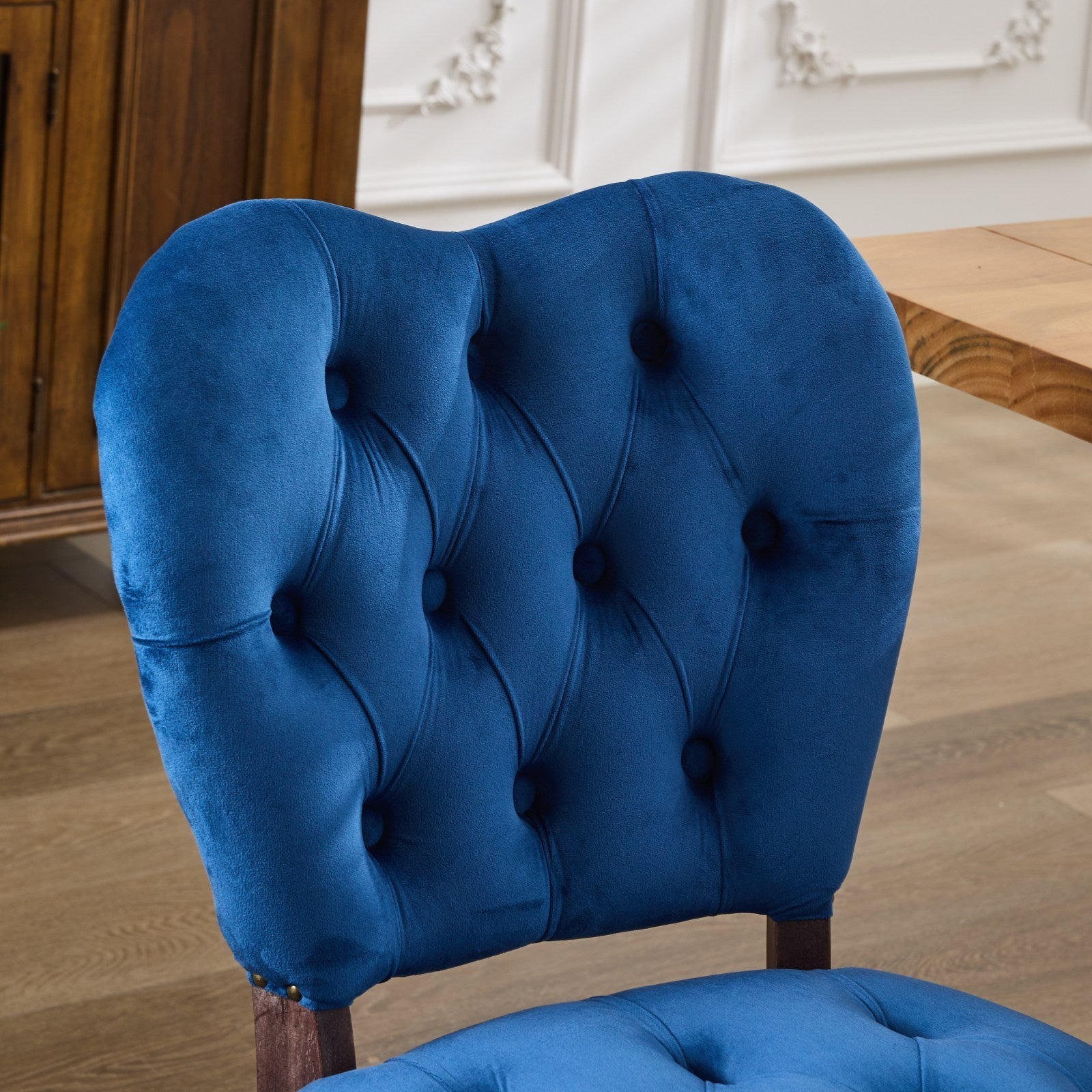 HAOYYE French Vintage Tufted Upholstered Fabric Dining Chair,Set of 2,Blue,SW1869BL Sturdy Space-Saving Heavy Duty Modern Design Easy Assembly Durable Stylish Home Furniture Versatile